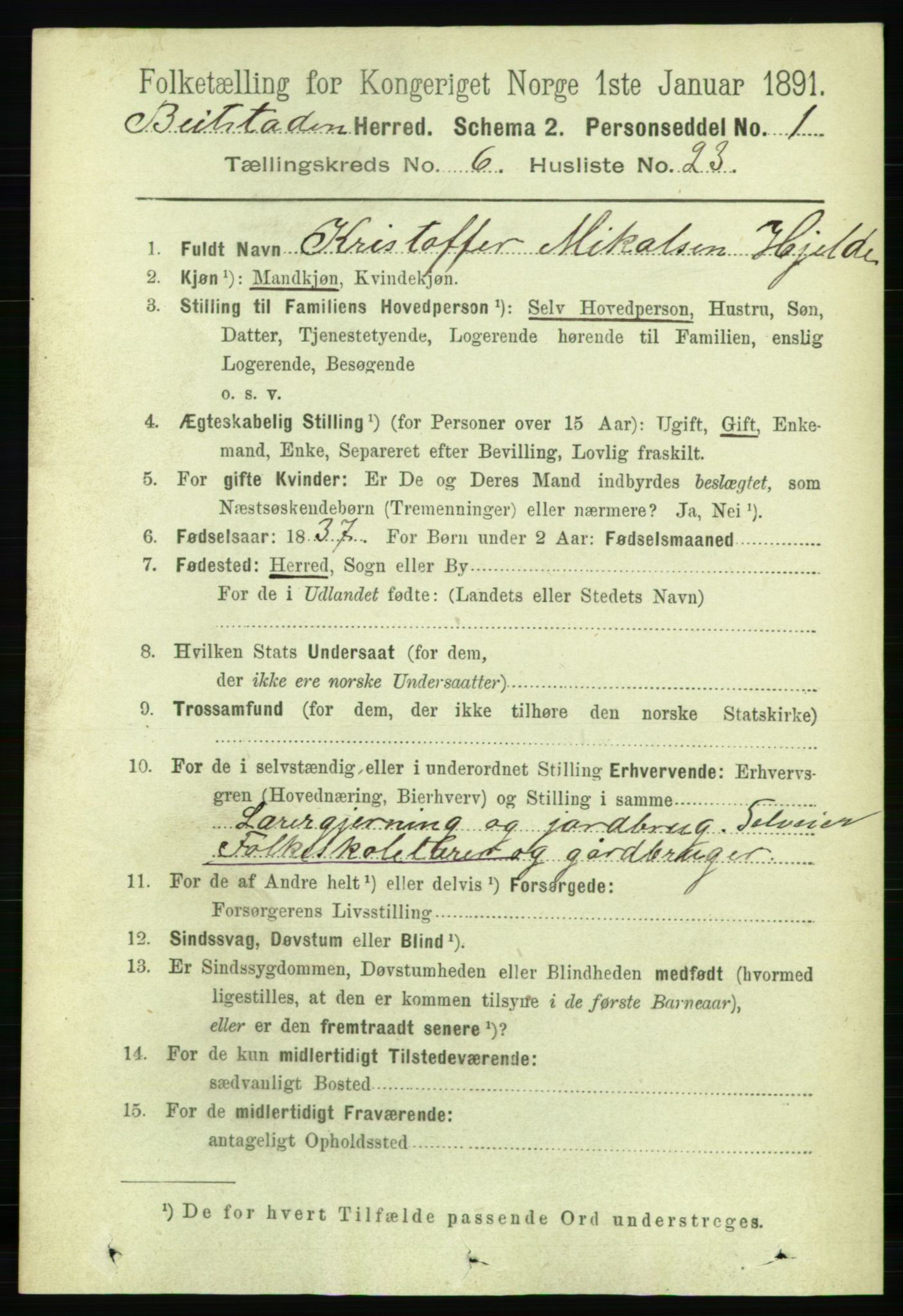 RA, 1891 census for 1727 Beitstad, 1891, p. 1661