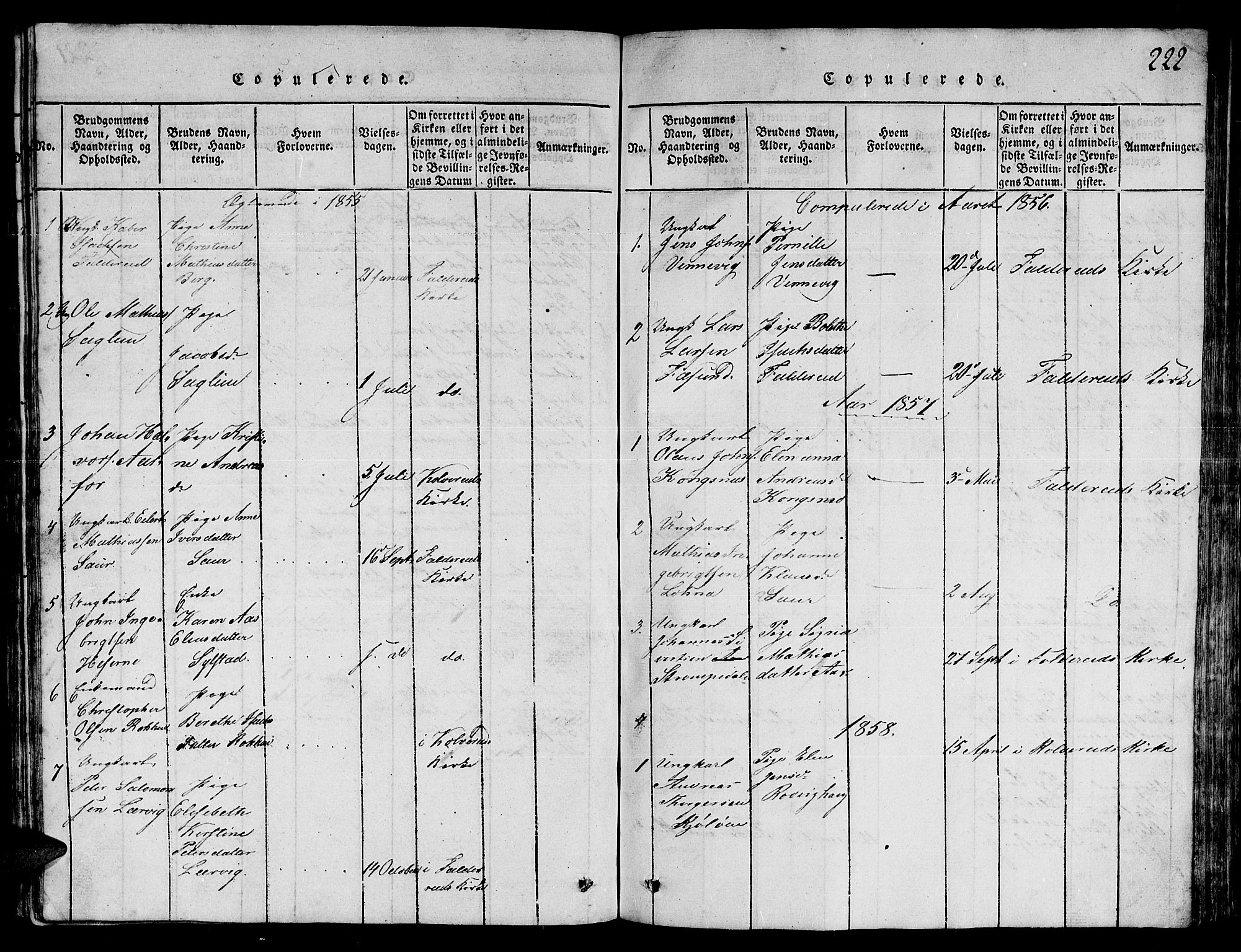 Ministerialprotokoller, klokkerbøker og fødselsregistre - Nord-Trøndelag, AV/SAT-A-1458/780/L0648: Parish register (copy) no. 780C01 /3, 1815-1877, p. 222