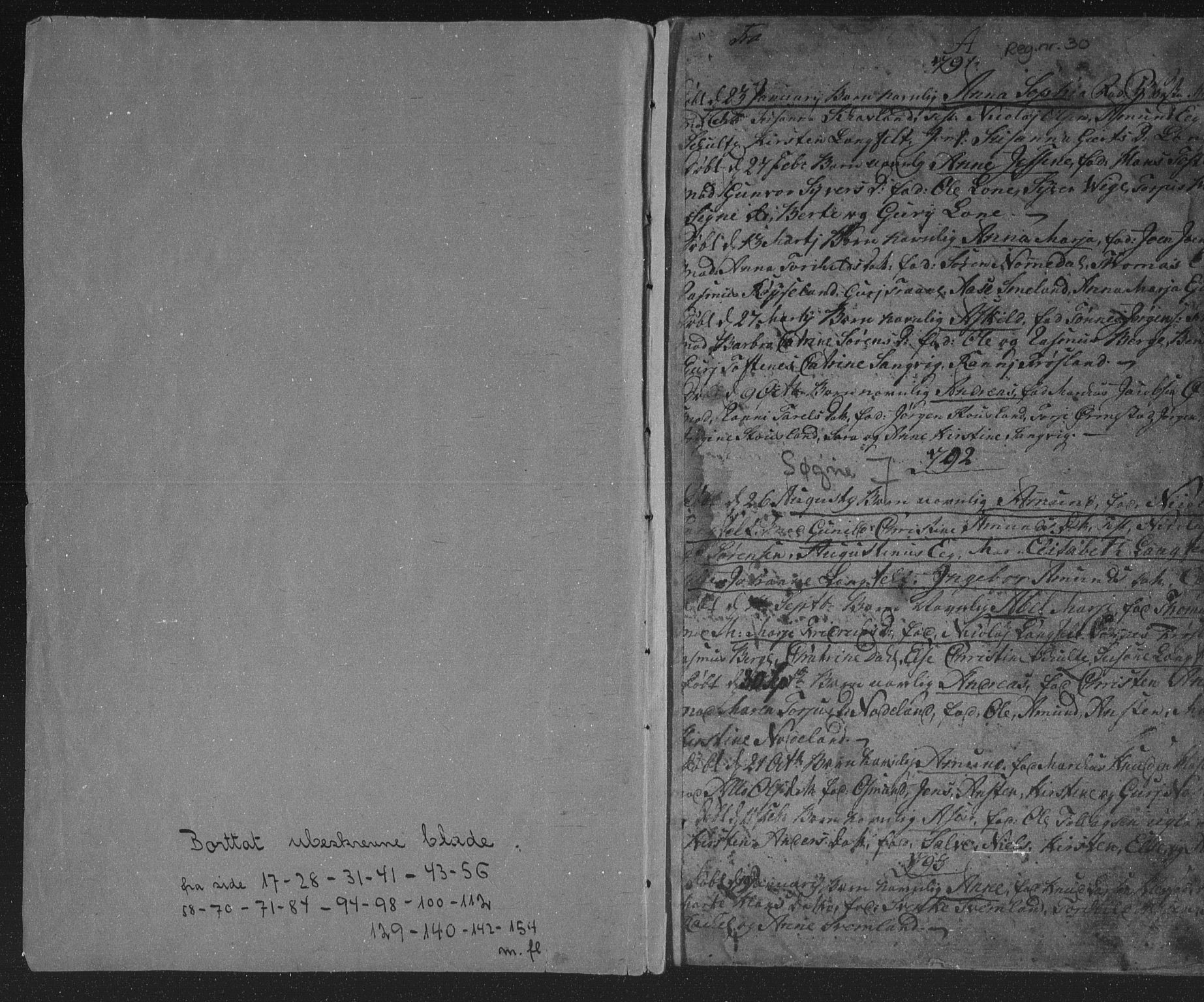 Søgne sokneprestkontor, SAK/1111-0037/F/Fa/Fab/L0005: Parish register (official) no. A 5, 1791-1820, p. 1