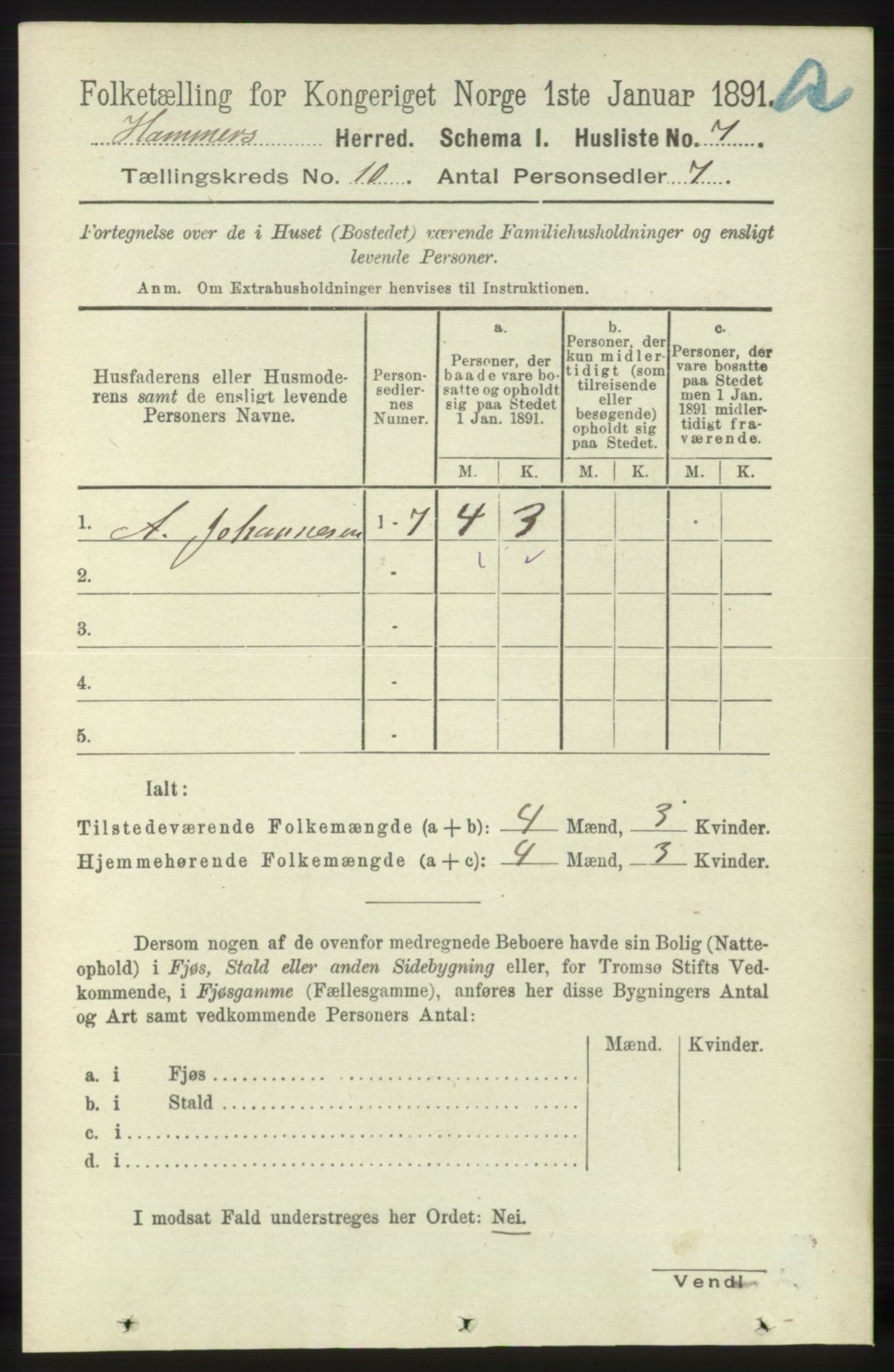 RA, 1891 census for 1254 Hamre, 1891, p. 2740