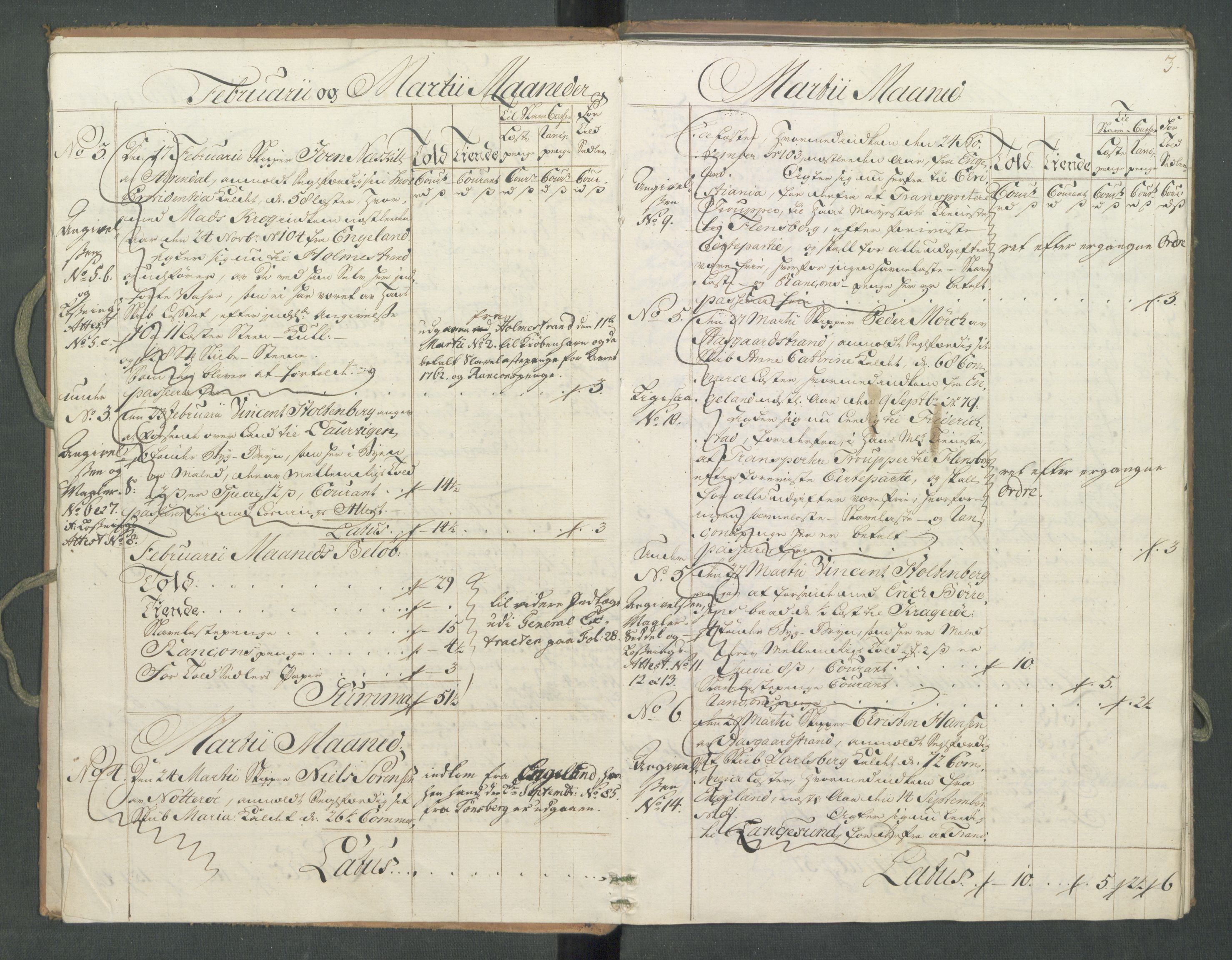 Generaltollkammeret, tollregnskaper, AV/RA-EA-5490/R10/L0024/0002: Tollregnskaper Tønsberg / Utgående hovedtollbok, 1762, p. 2b-3a