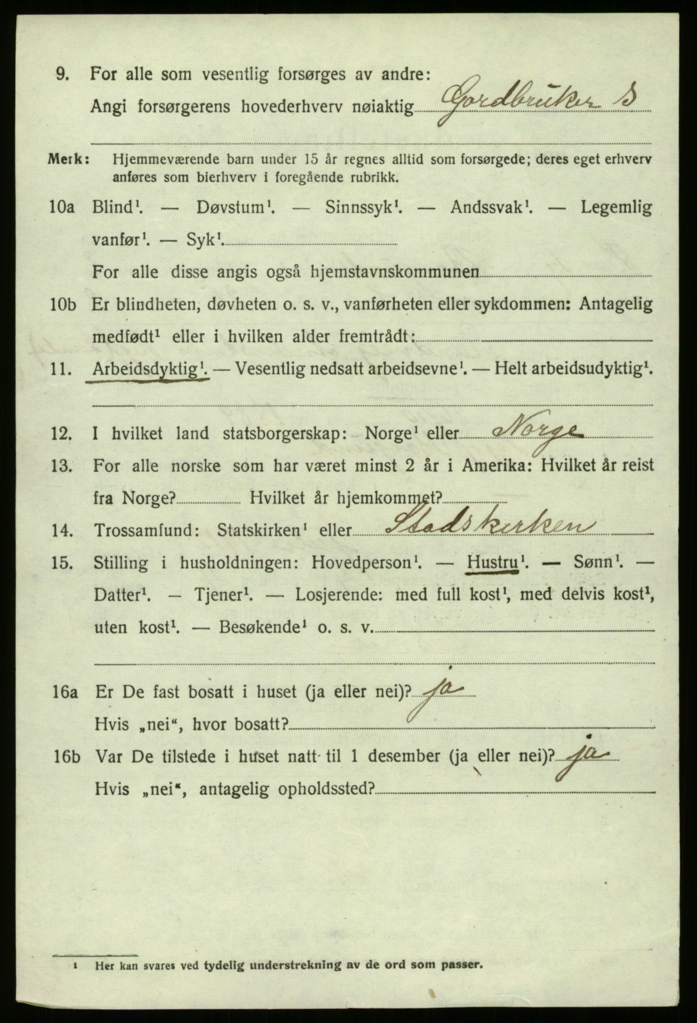 SAB, 1920 census for Borgund, 1920, p. 1093