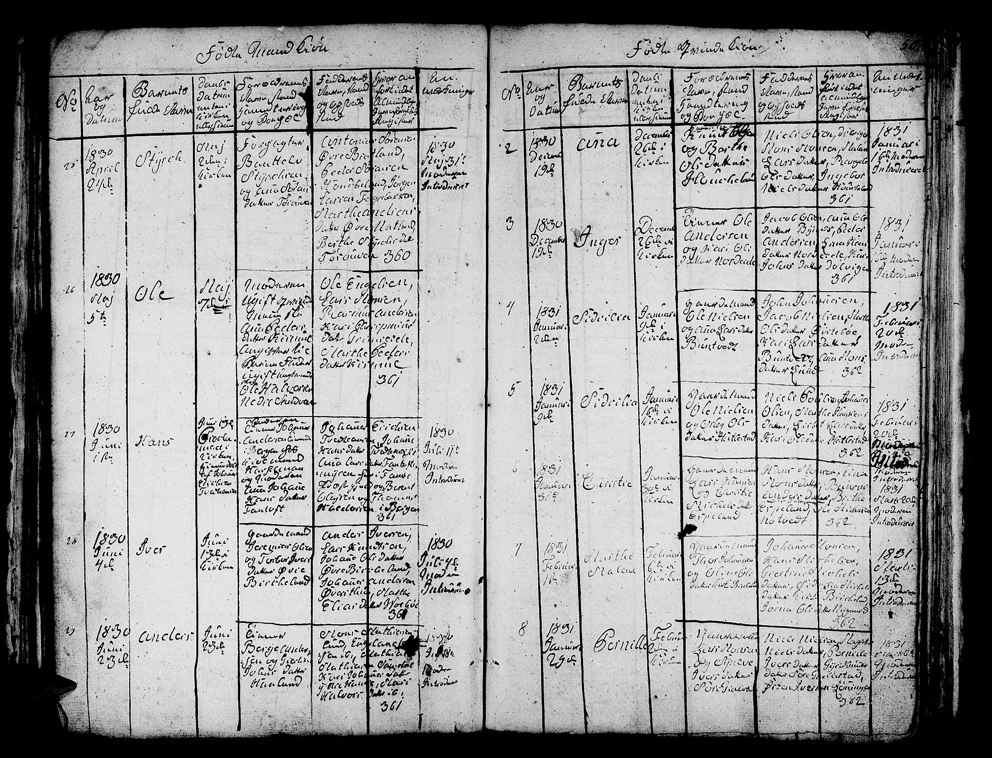 Fana Sokneprestembete, AV/SAB-A-75101/H/Hab/Habc/L0001: Parish register (copy) no. C 1, 1824-1837, p. 50
