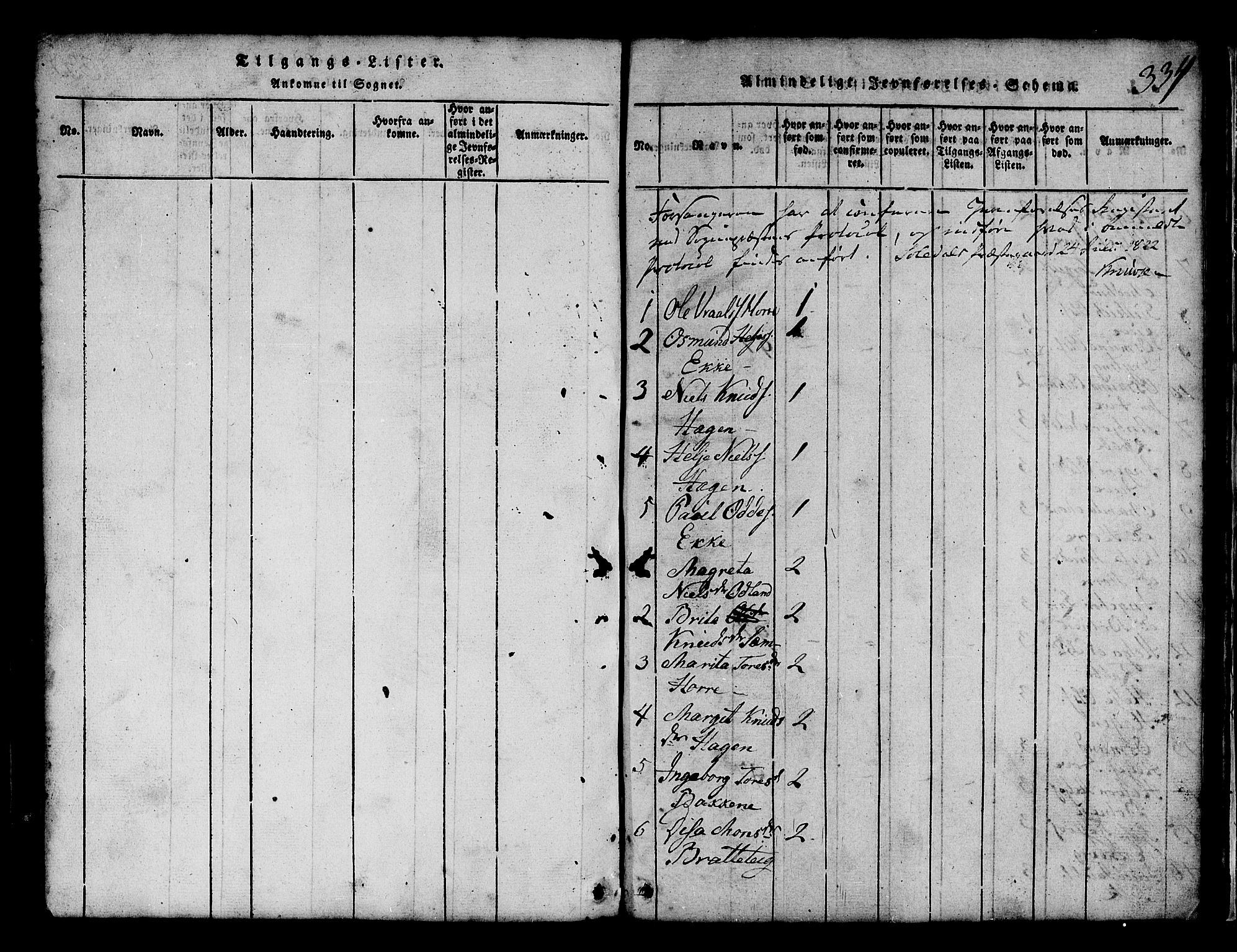 Røldal sokneprestembete, SAB/A-100247: Parish register (copy) no. A 1, 1817-1860, p. 334