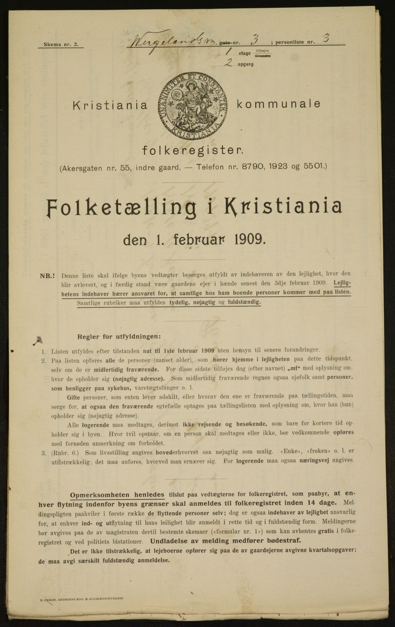 OBA, Municipal Census 1909 for Kristiania, 1909, p. 115966
