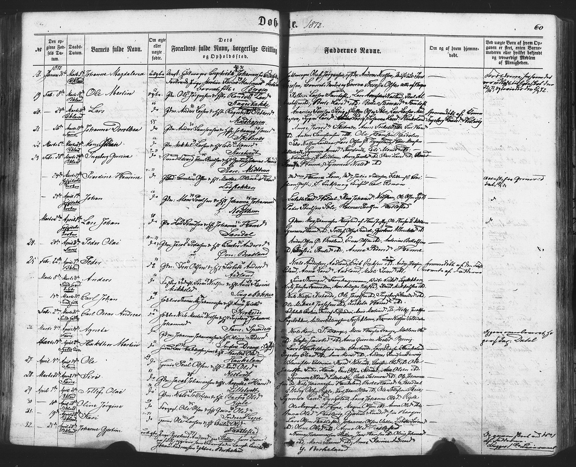 Fana Sokneprestembete, AV/SAB-A-75101/H/Haa/Haaa/L0012: Parish register (official) no. A 12, 1862-1878, p. 60