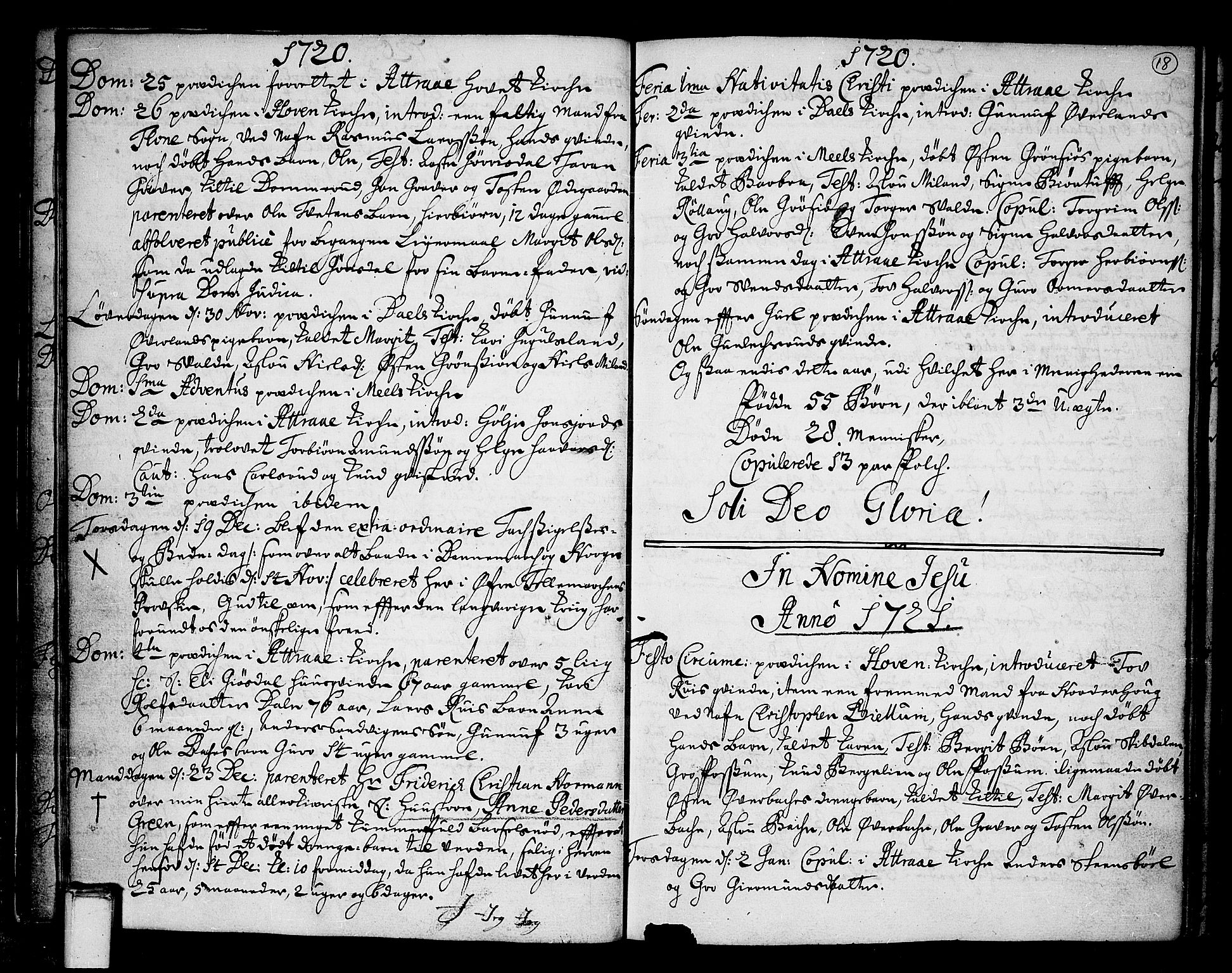 Tinn kirkebøker, SAKO/A-308/F/Fa/L0001: Parish register (official) no. I 1, 1717-1734, p. 18