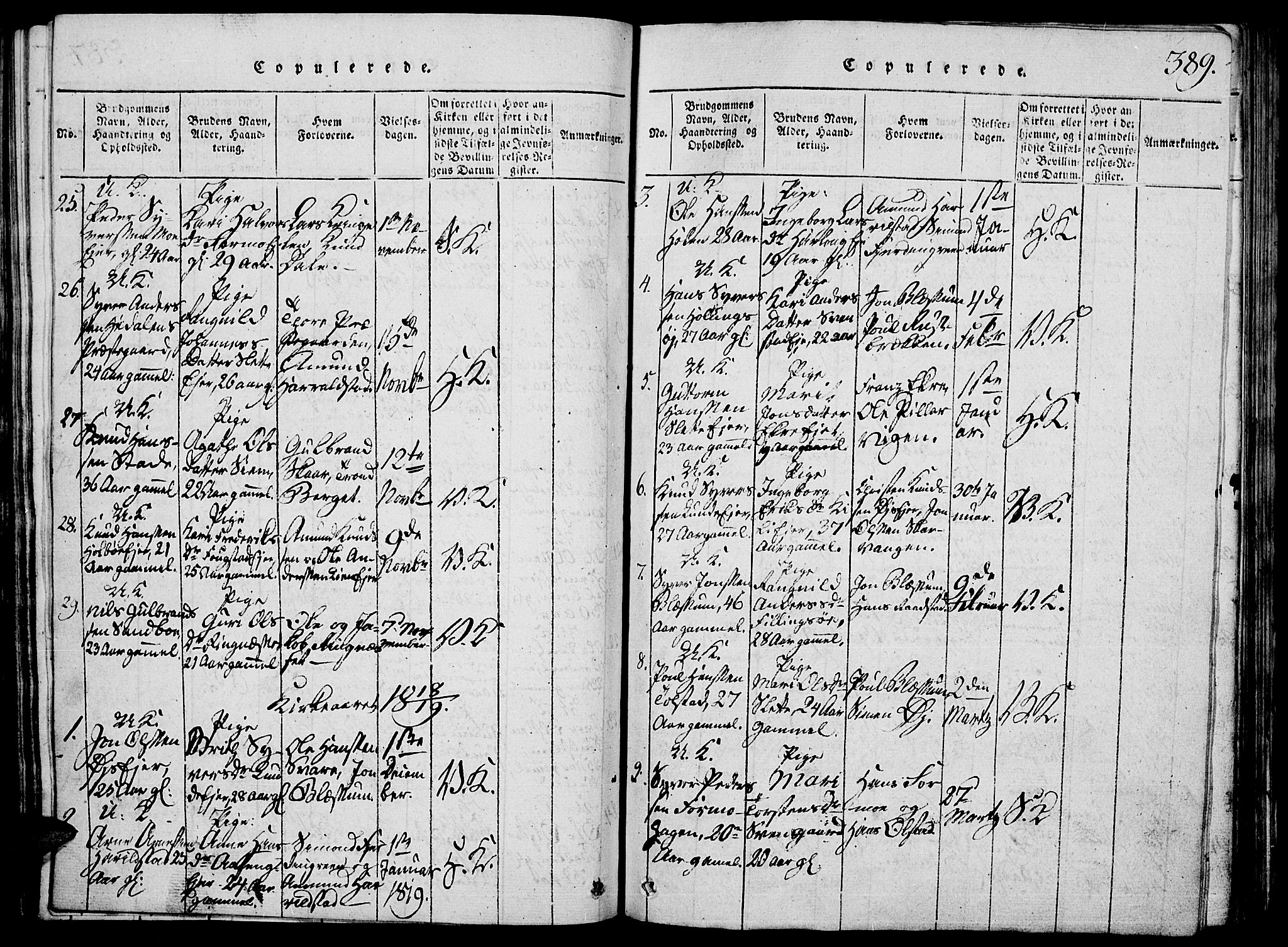 Vågå prestekontor, SAH/PREST-076/H/Ha/Hab/L0001: Parish register (copy) no. 1, 1815-1827, p. 388-389