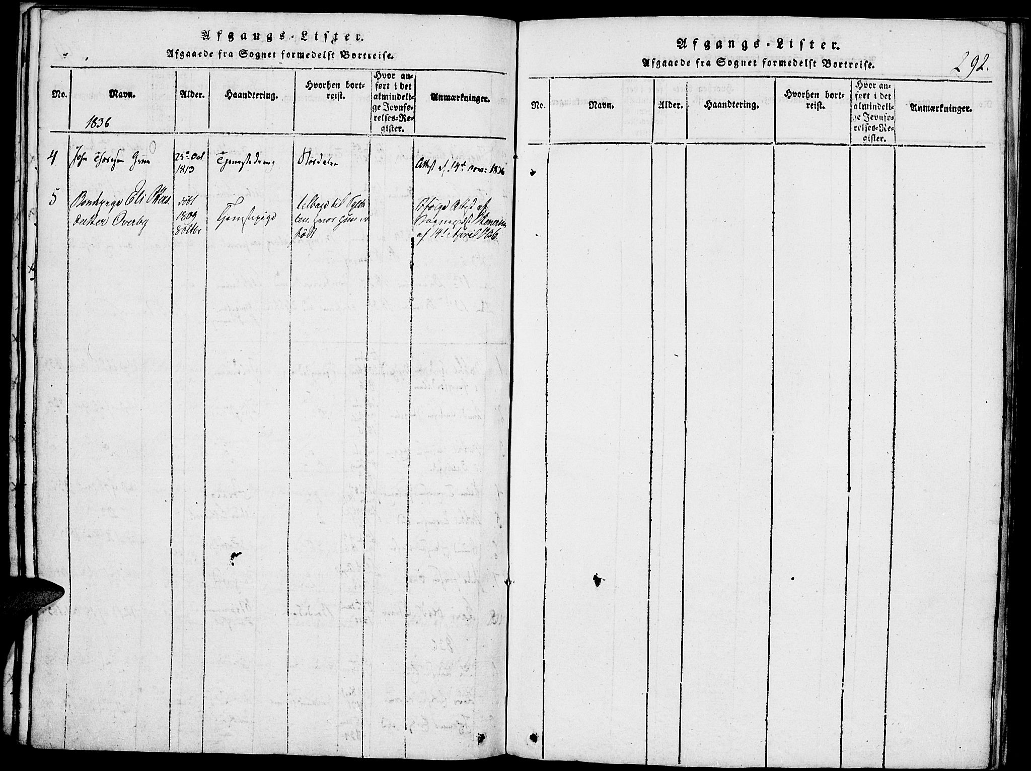 Tolga prestekontor, SAH/PREST-062/K/L0004: Parish register (official) no. 4, 1815-1836, p. 292