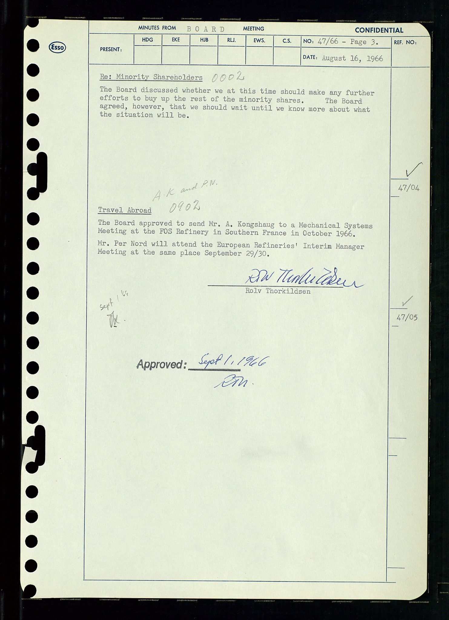 Pa 0982 - Esso Norge A/S, AV/SAST-A-100448/A/Aa/L0002/0002: Den administrerende direksjon Board minutes (styrereferater) / Den administrerende direksjon Board minutes (styrereferater), 1966, p. 101