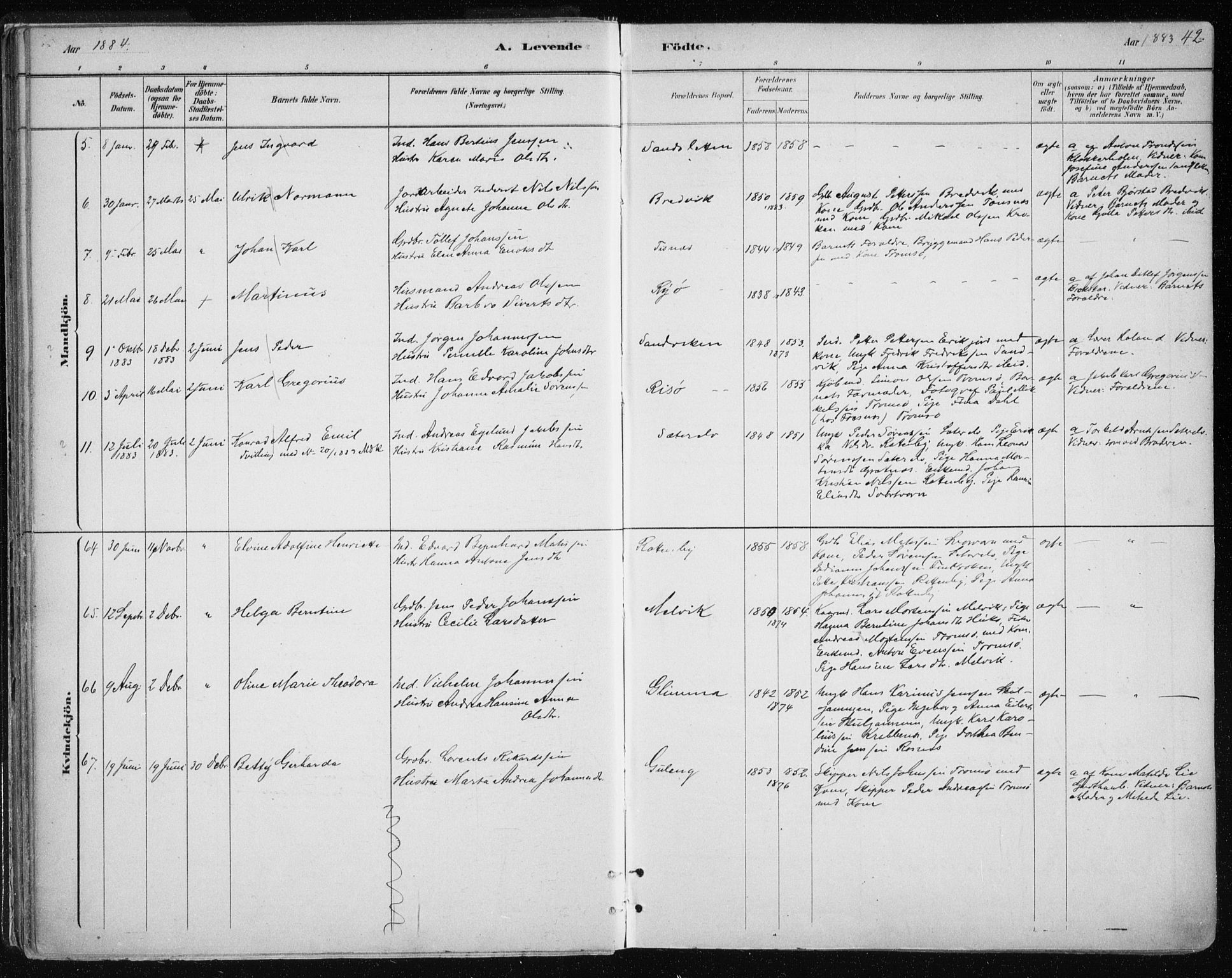 Tromsøysund sokneprestkontor, SATØ/S-1304/G/Ga/L0004kirke: Parish register (official) no. 4, 1880-1888, p. 42