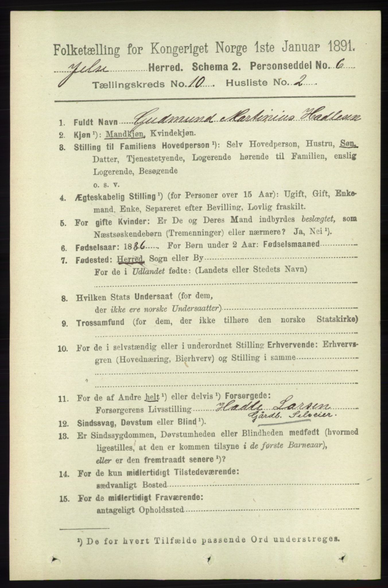 RA, 1891 census for 1138 Jelsa, 1891, p. 2438