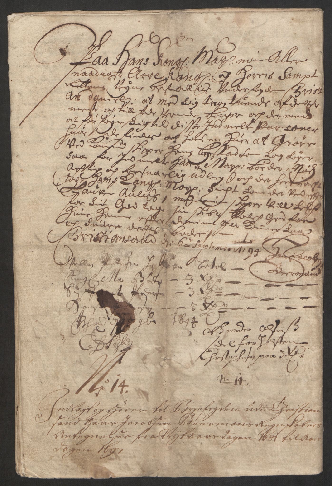 Rentekammeret inntil 1814, Reviderte regnskaper, Byregnskaper, AV/RA-EA-4066/R/Rm/L0285: [M18] Sikt og sakefall, 1681-1718, p. 372