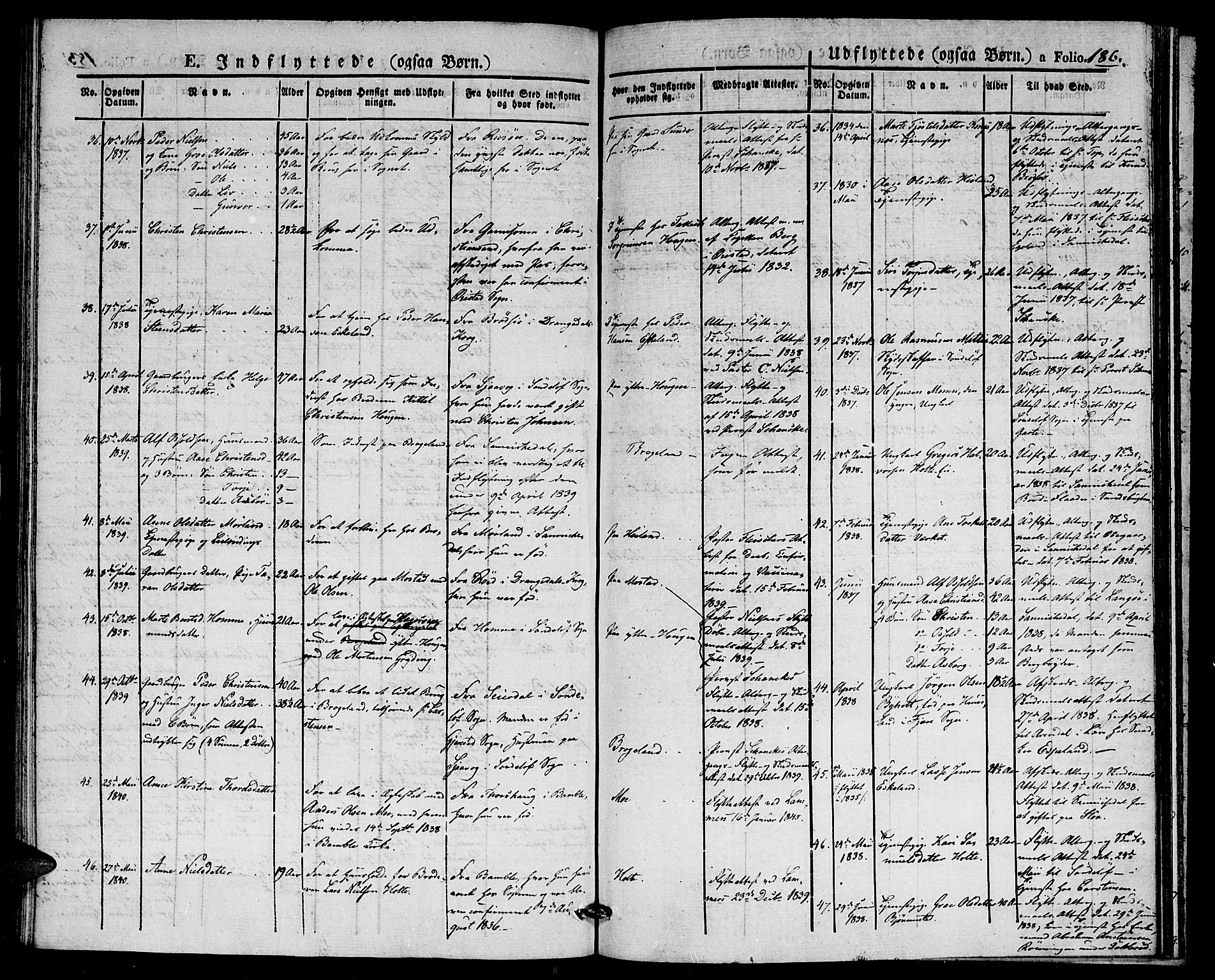 Gjerstad sokneprestkontor, AV/SAK-1111-0014/F/Fa/Faa/L0005: Parish register (official) no. A 5, 1829-1841, p. 186