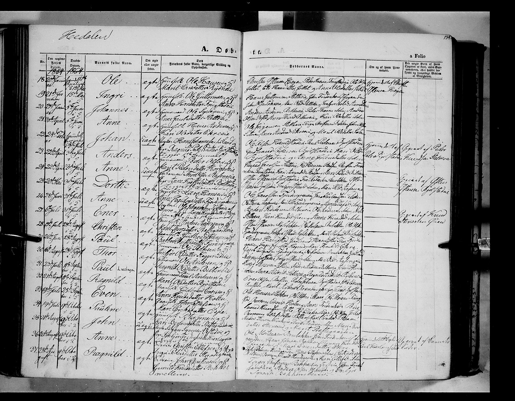 Vågå prestekontor, AV/SAH-PREST-076/H/Ha/Haa/L0006: Parish register (official) no. 6 /2, 1857-1872, p. 134