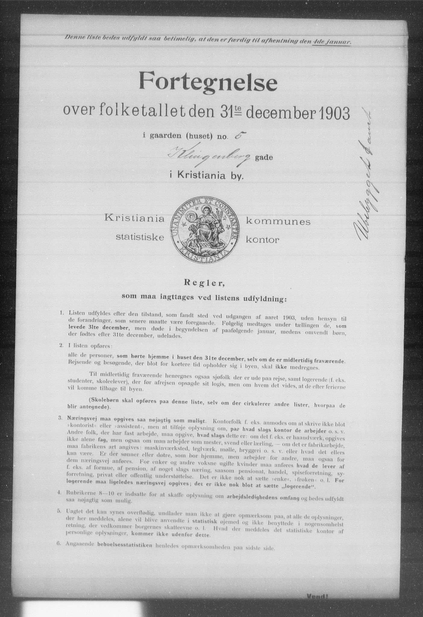 OBA, Municipal Census 1903 for Kristiania, 1903, p. 10121