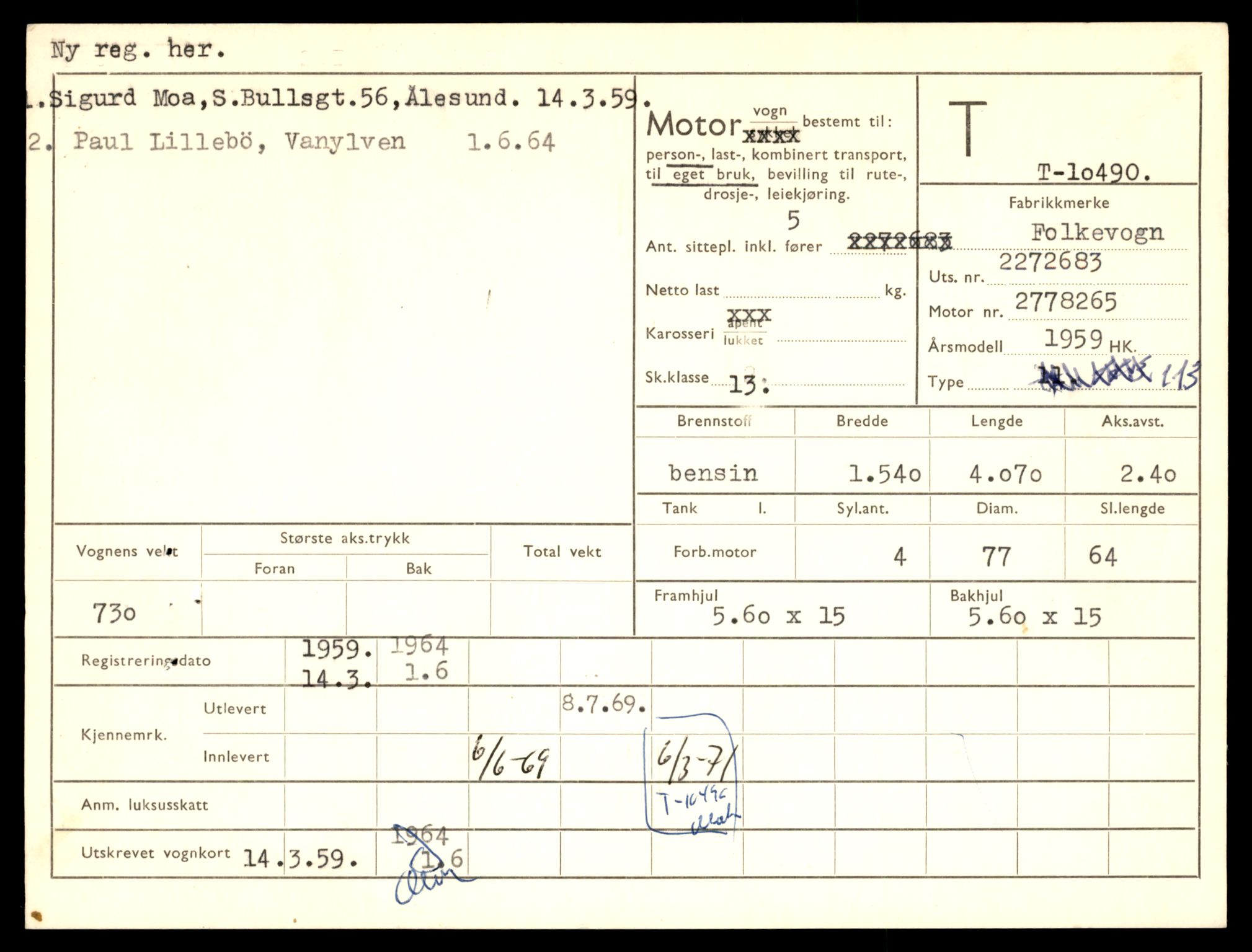 Møre og Romsdal vegkontor - Ålesund trafikkstasjon, SAT/A-4099/F/Fe/L0021: Registreringskort for kjøretøy T 10471 - T 10583, 1927-1998, p. 513