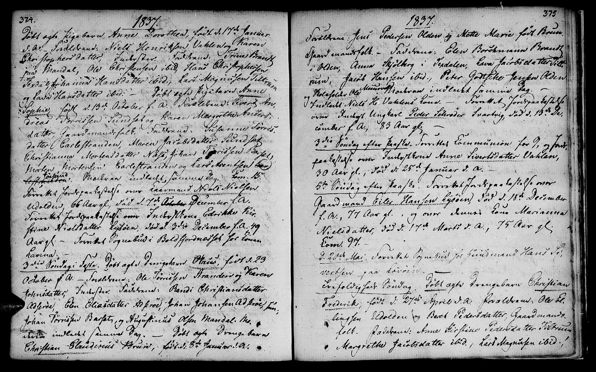 Ministerialprotokoller, klokkerbøker og fødselsregistre - Sør-Trøndelag, SAT/A-1456/655/L0674: Parish register (official) no. 655A03, 1802-1826, p. 374-375