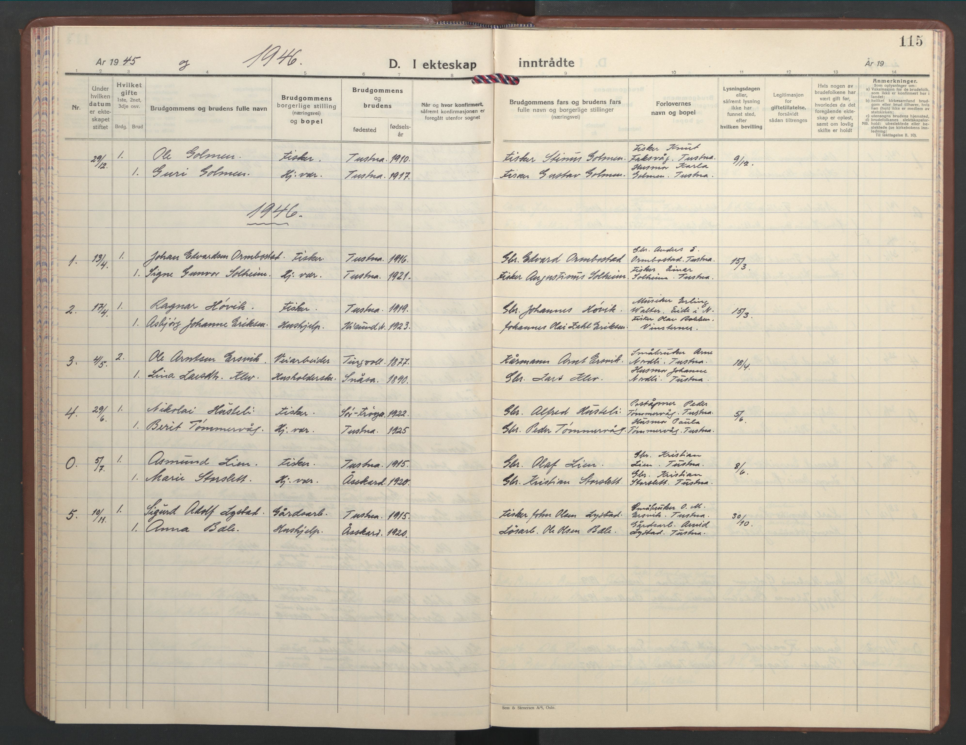 Ministerialprotokoller, klokkerbøker og fødselsregistre - Møre og Romsdal, AV/SAT-A-1454/577/L0898: Parish register (copy) no. 577C02, 1939-1948, p. 115