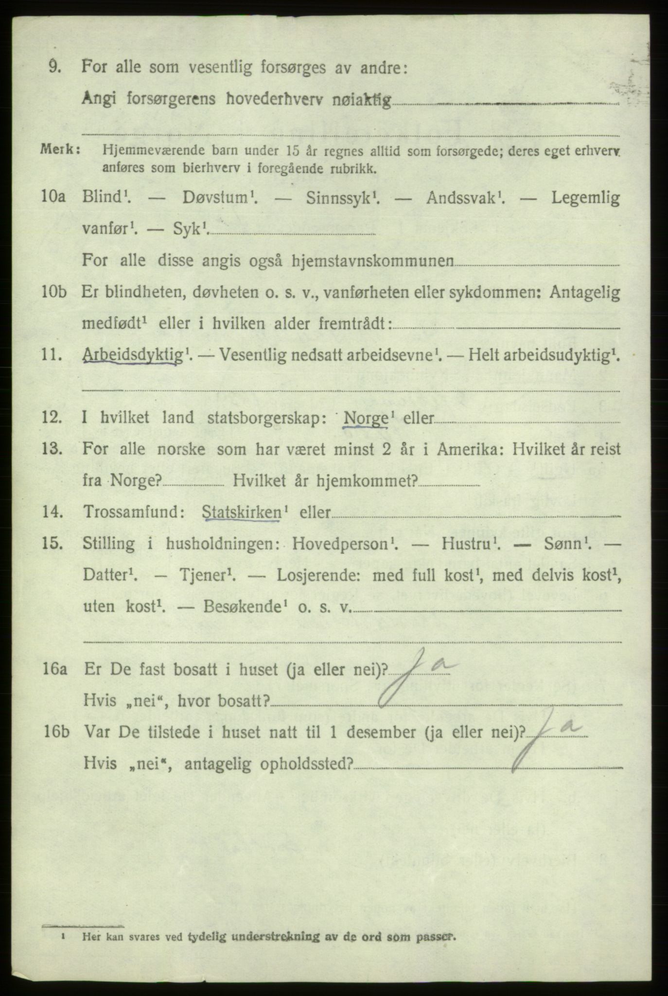 SAB, 1920 census for Fitjar, 1920, p. 3131