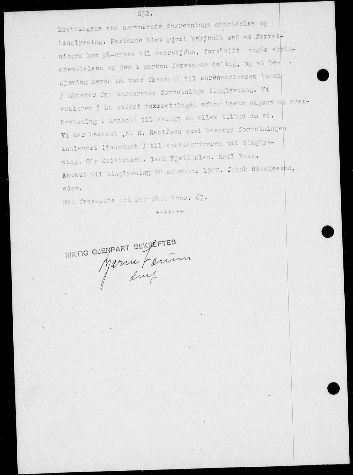Gjerpen sorenskriveri, AV/SAKO-A-216/G/Ga/Gac/L0048: Mortgage book no. III 48 og 50, 1926-1927, p. 832, Deed date: 07.12.1927