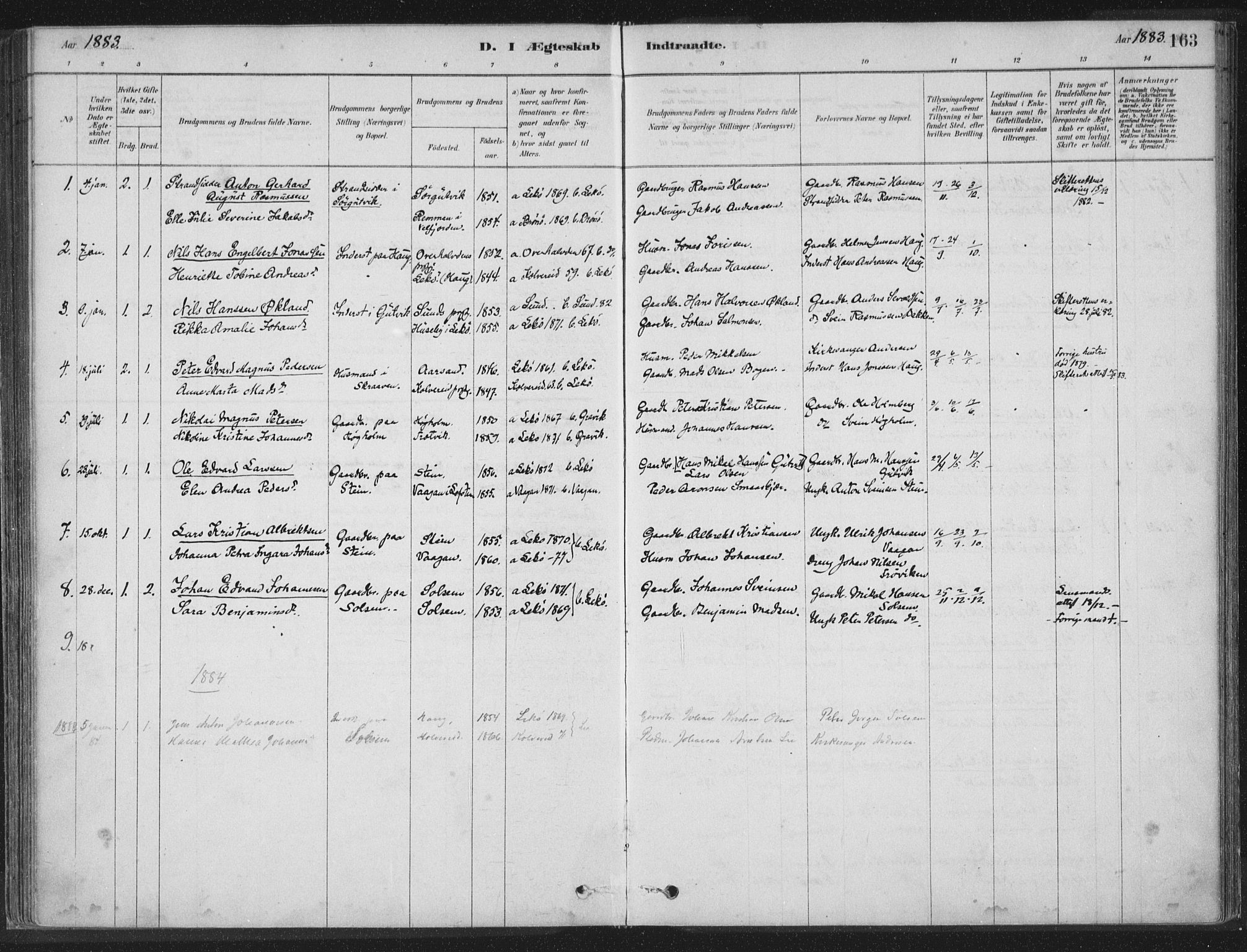 Ministerialprotokoller, klokkerbøker og fødselsregistre - Nord-Trøndelag, SAT/A-1458/788/L0697: Parish register (official) no. 788A04, 1878-1902, p. 163