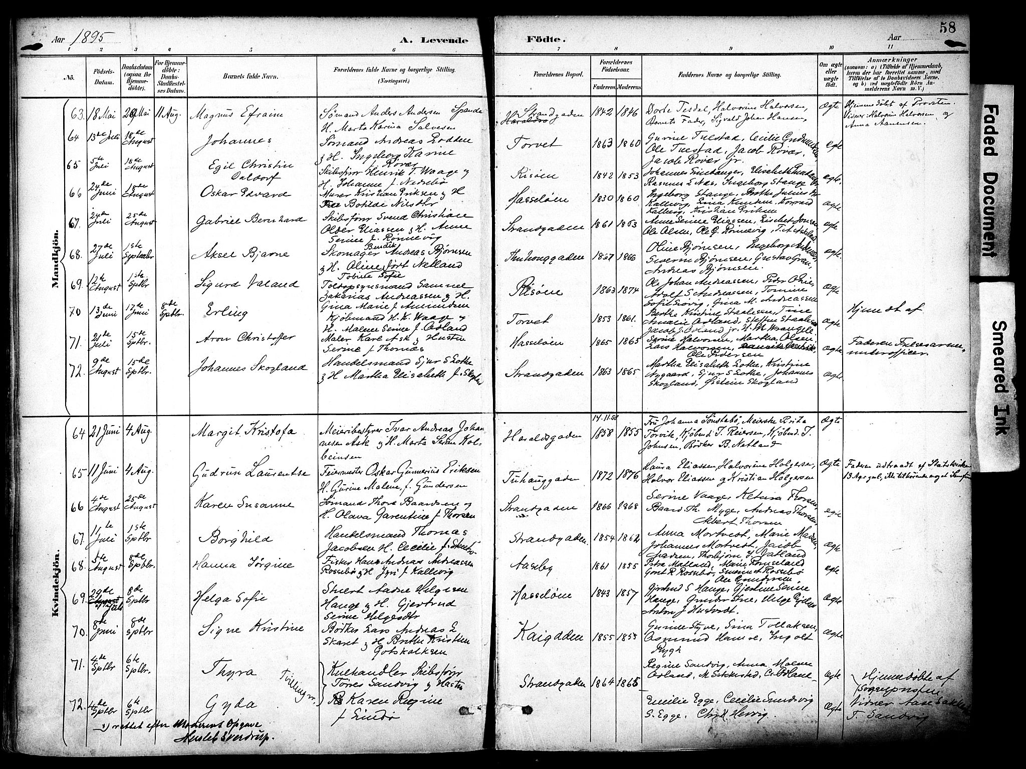 Haugesund sokneprestkontor, AV/SAST-A -101863/H/Ha/Haa/L0006: Parish register (official) no. A 6, 1891-1907, p. 58