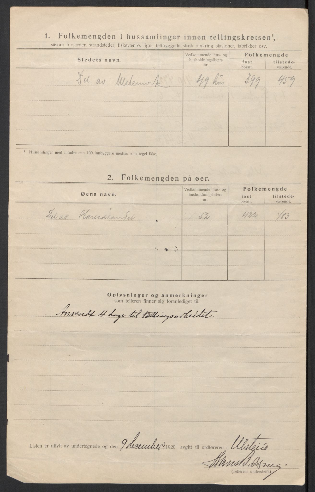 SAT, 1920 census for Ulstein, 1920, p. 22