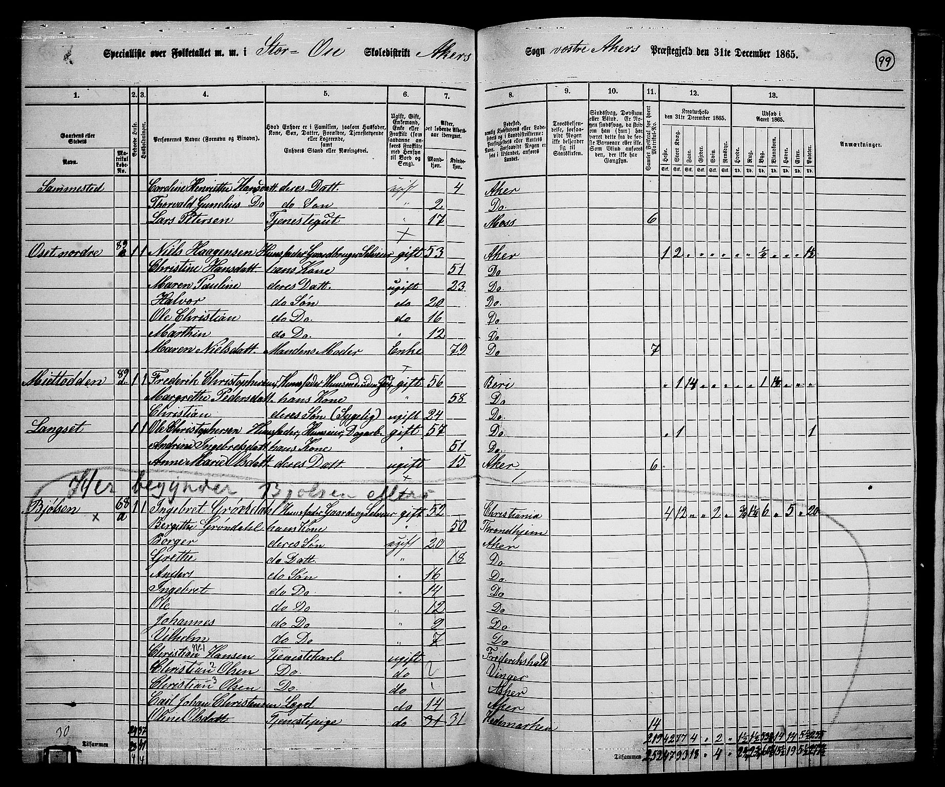 RA, 1865 census for Vestre Aker, 1865, p. 267