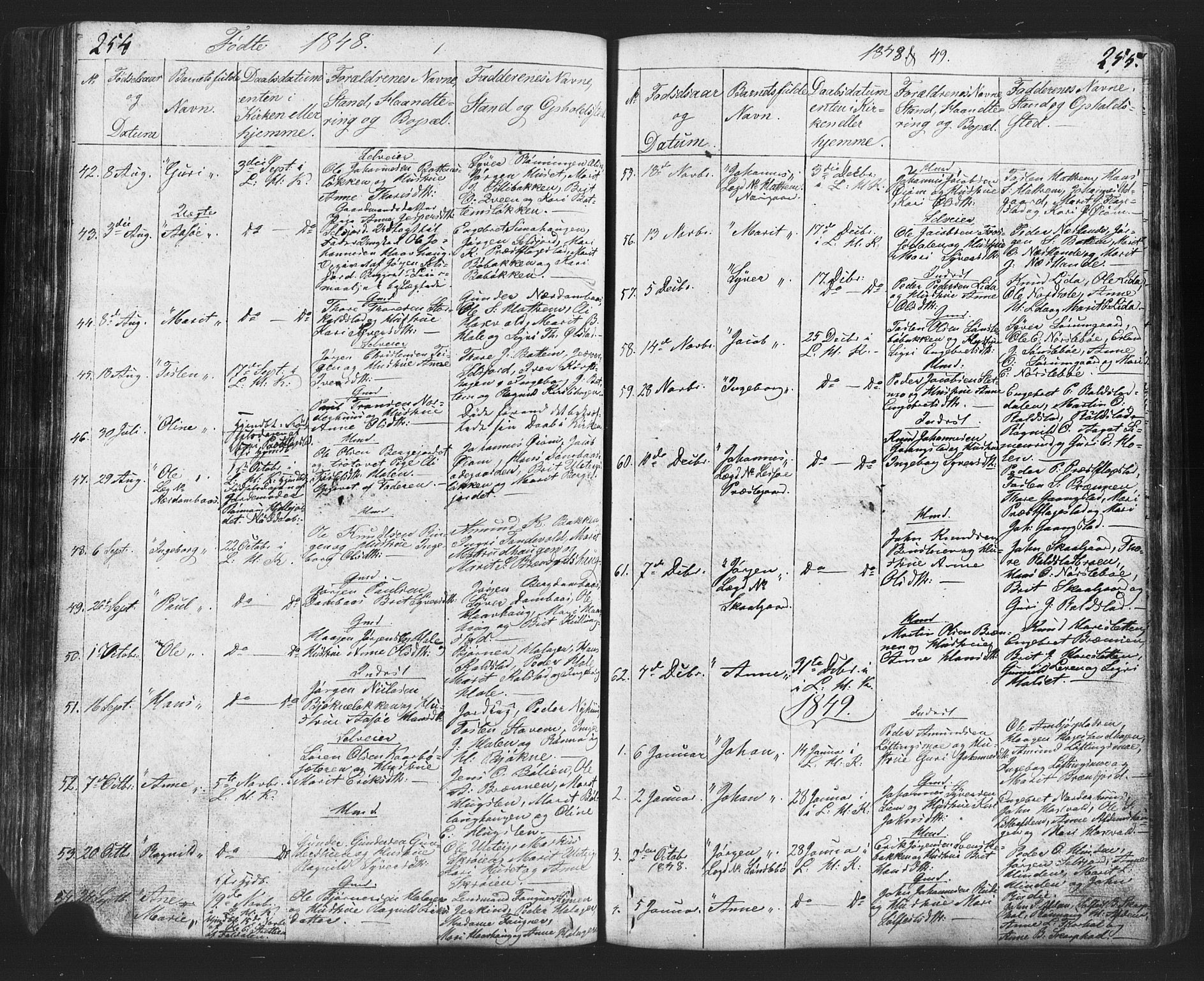 Lesja prestekontor, SAH/PREST-068/H/Ha/Hab/L0002: Parish register (copy) no. 2, 1832-1850, p. 254-255