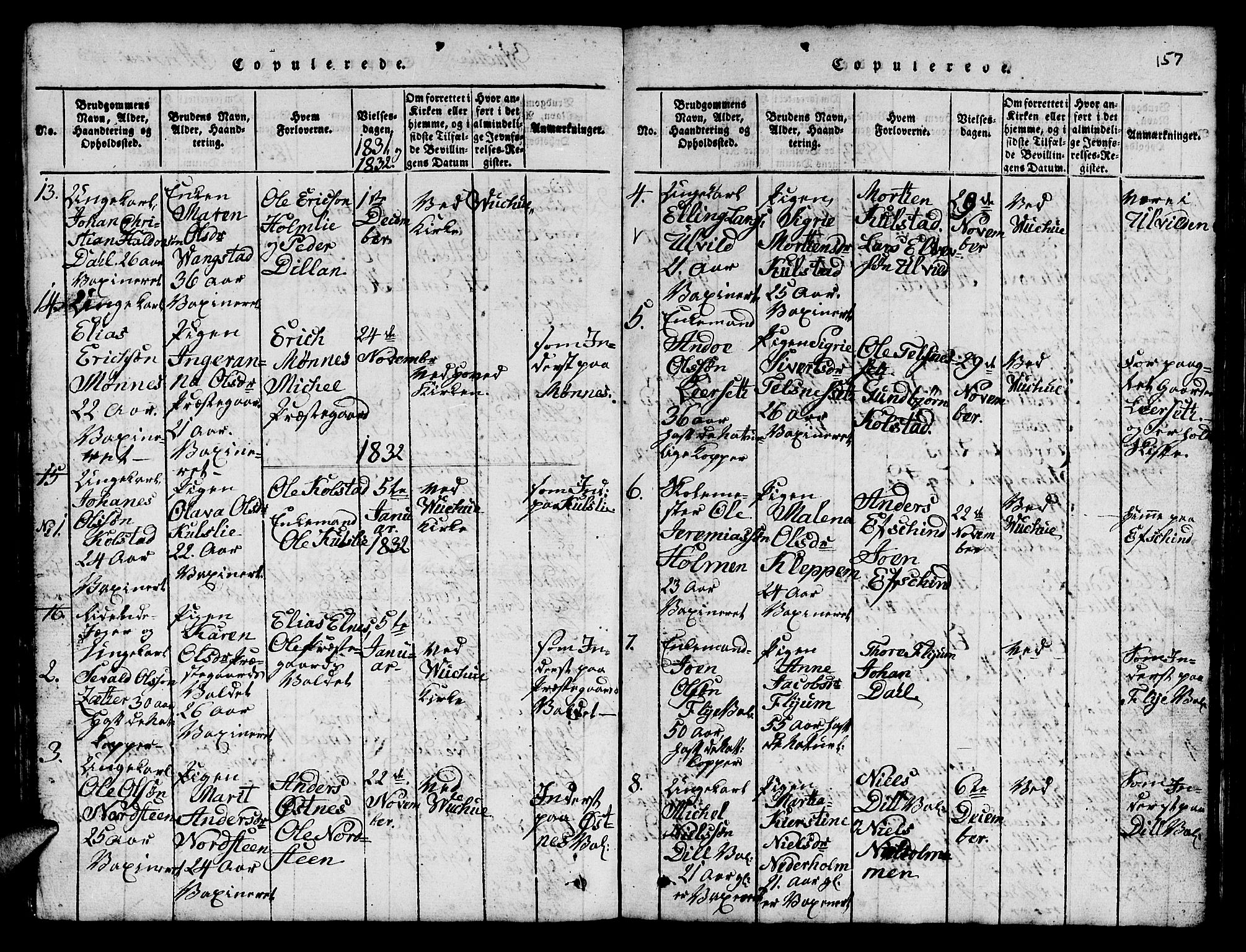 Ministerialprotokoller, klokkerbøker og fødselsregistre - Nord-Trøndelag, SAT/A-1458/724/L0265: Parish register (copy) no. 724C01, 1816-1845, p. 157