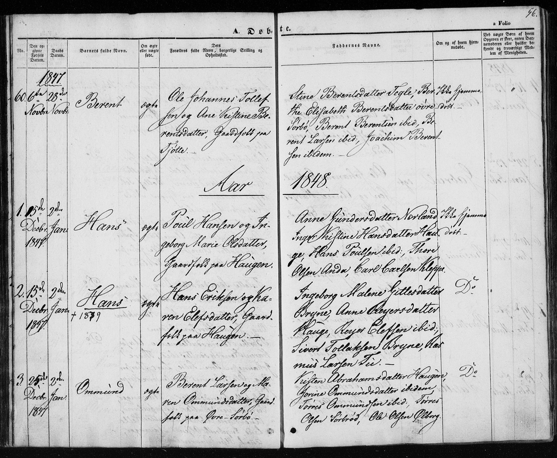 Klepp sokneprestkontor, SAST/A-101803/001/3/30BA/L0004: Parish register (official) no. A 4, 1842-1852, p. 56