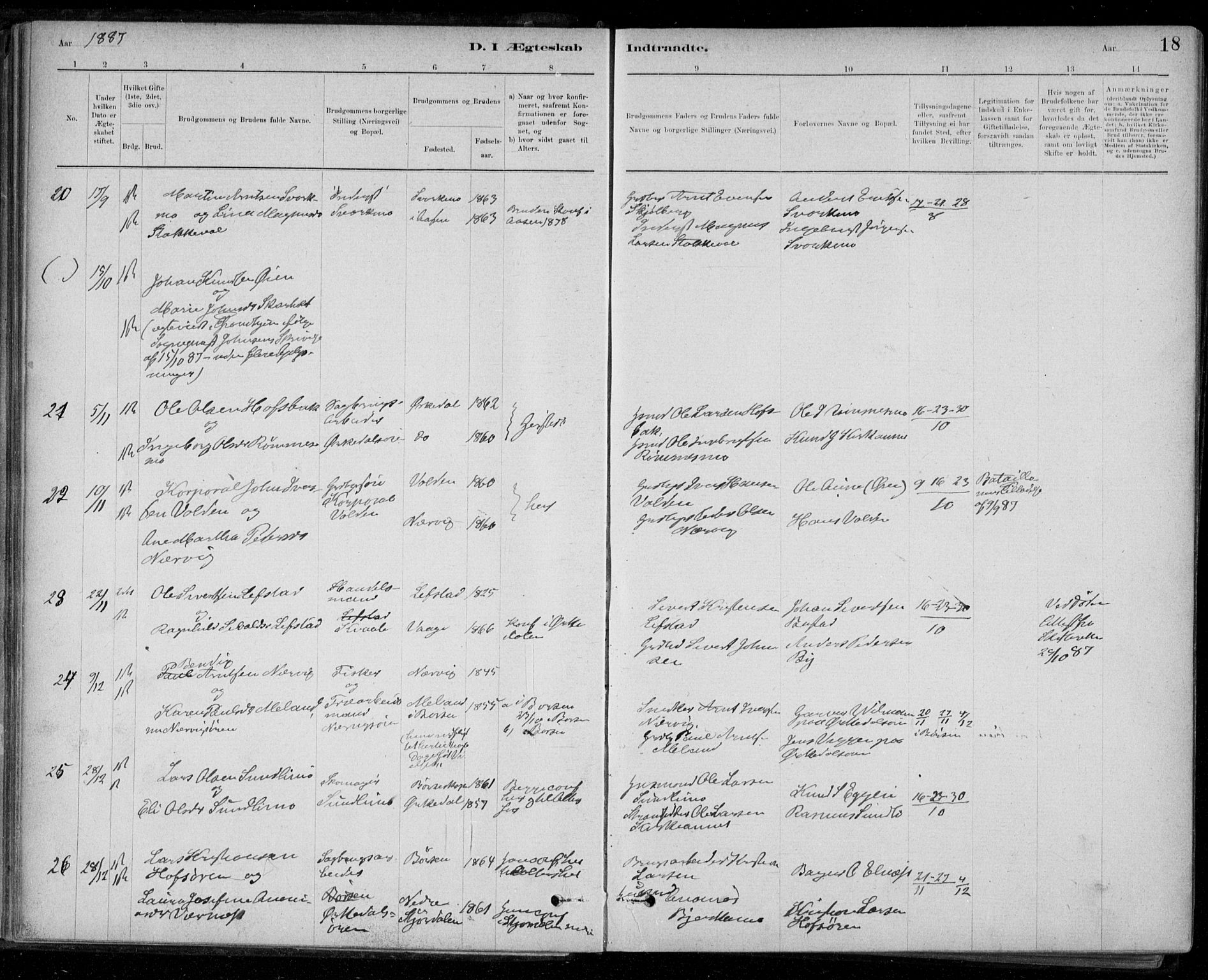 Ministerialprotokoller, klokkerbøker og fødselsregistre - Sør-Trøndelag, SAT/A-1456/668/L0810: Parish register (official) no. 668A10, 1881-1894, p. 18