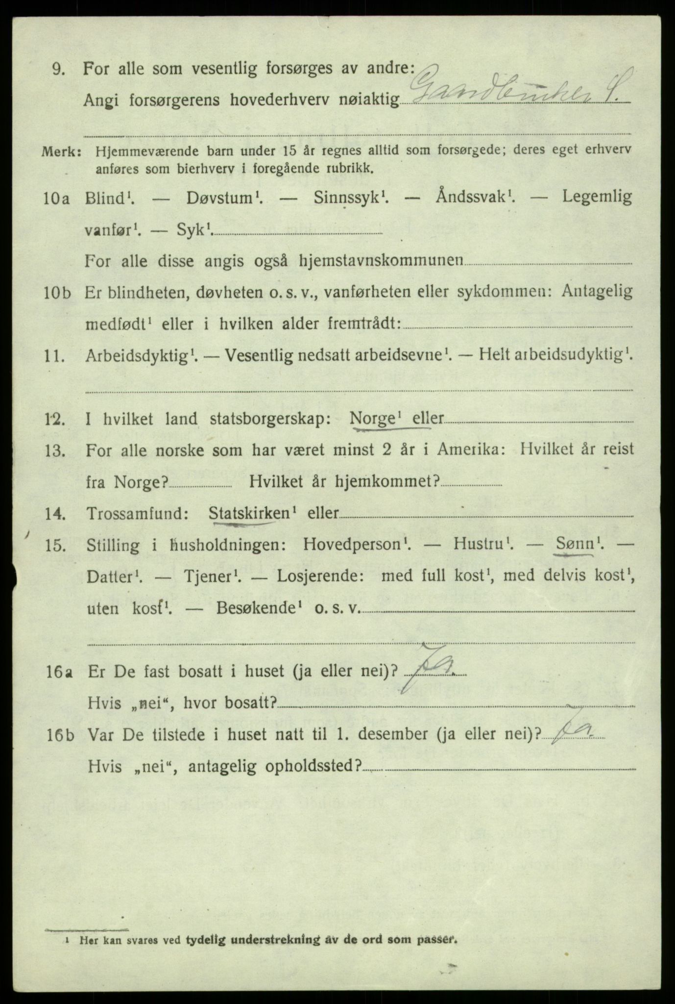 SAB, 1920 census for Jondal, 1920, p. 3749