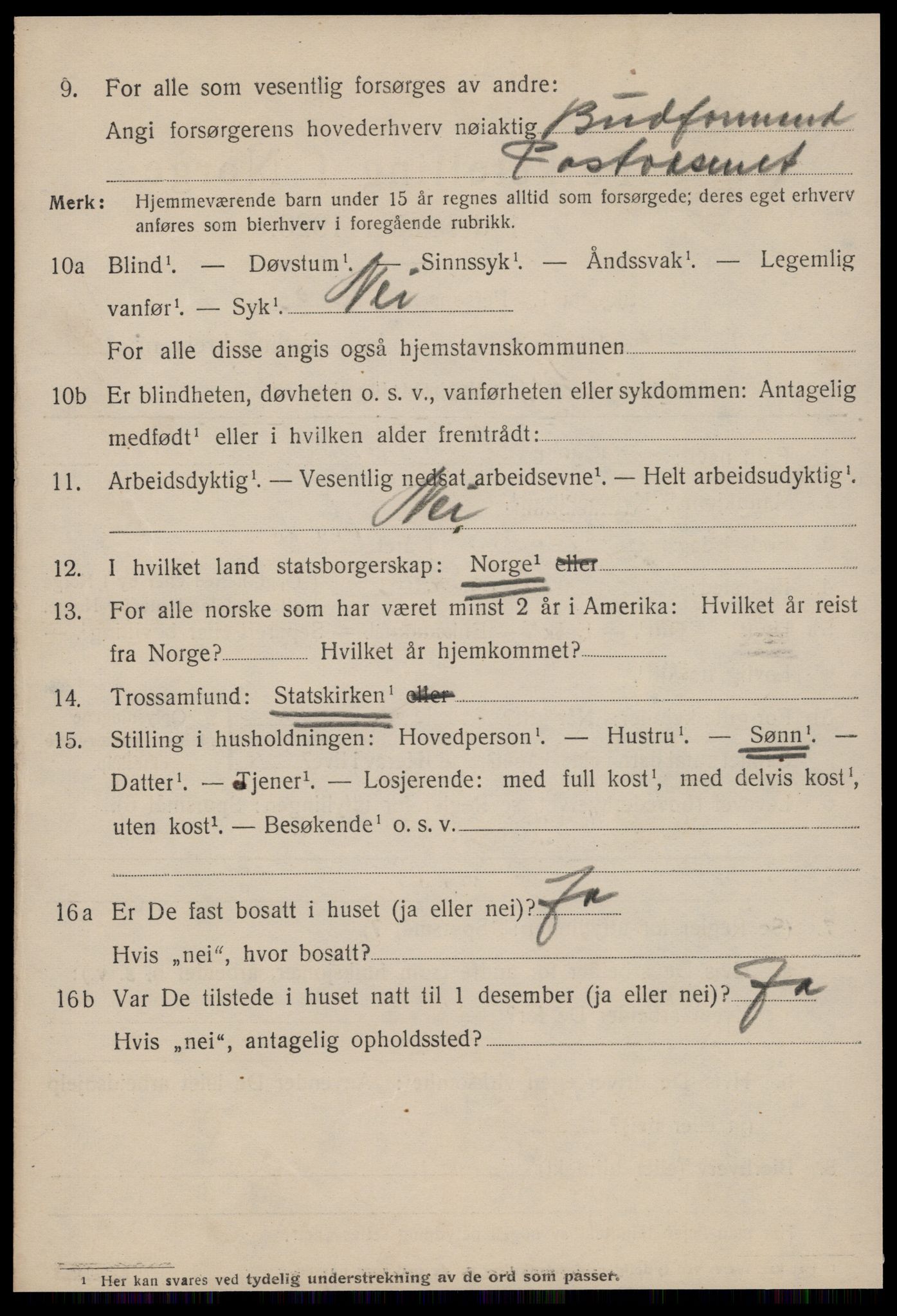 SAT, 1920 census for Kristiansund, 1920, p. 23898