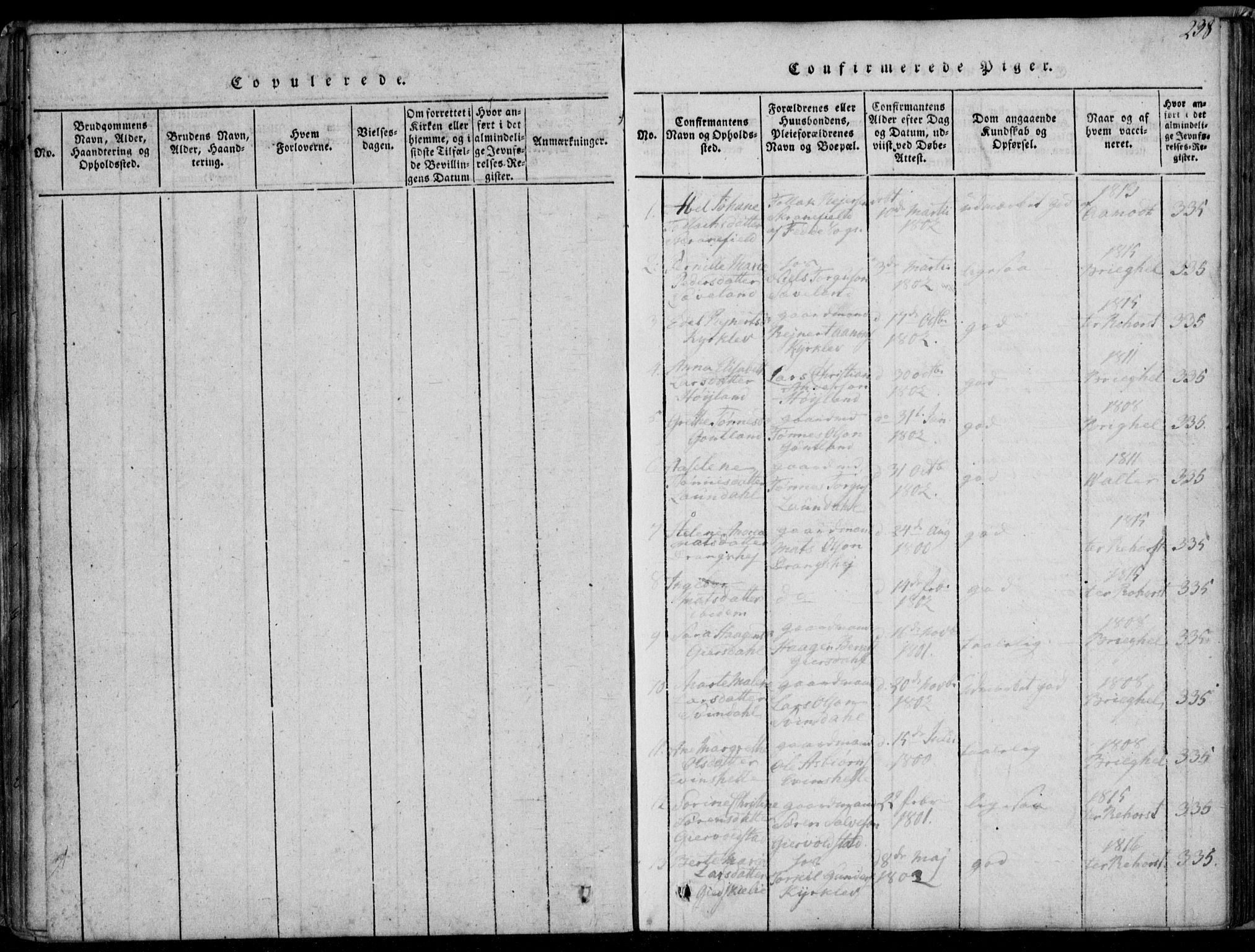 Herad sokneprestkontor, SAK/1111-0018/F/Fa/Faa/L0003: Parish register (official) no. A 3, 1816-1844, p. 238