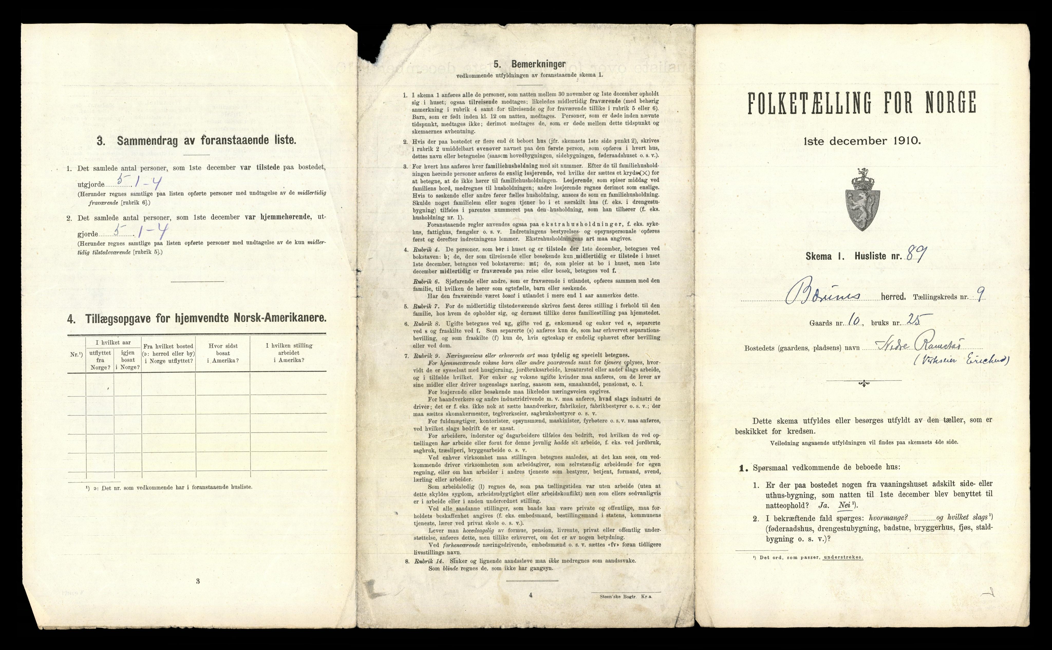 RA, 1910 census for Bærum, 1910, p. 1627