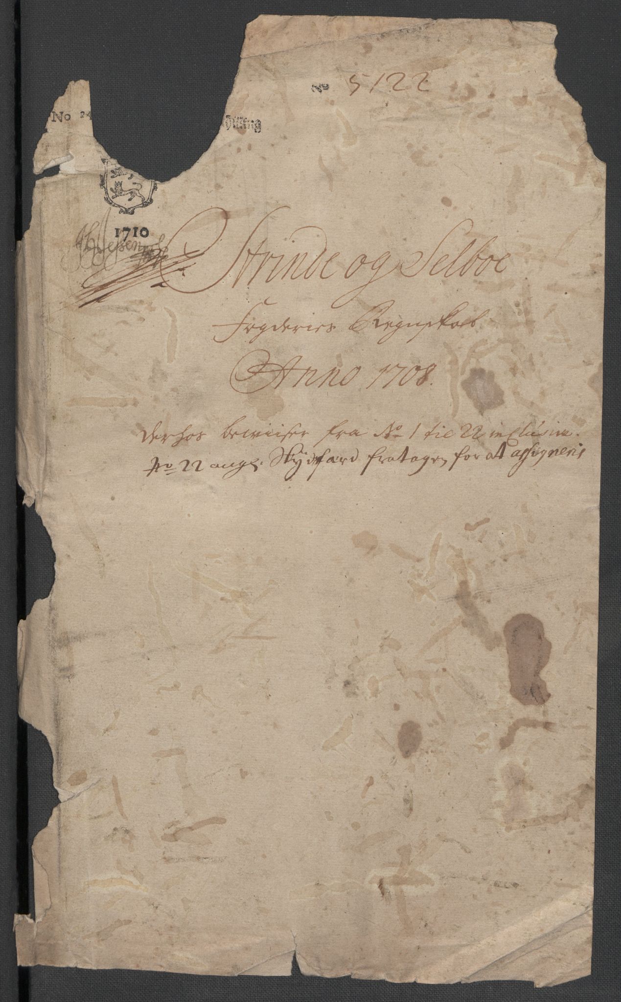 Rentekammeret inntil 1814, Reviderte regnskaper, Fogderegnskap, AV/RA-EA-4092/R61/L4110: Fogderegnskap Strinda og Selbu, 1707-1708, p. 288