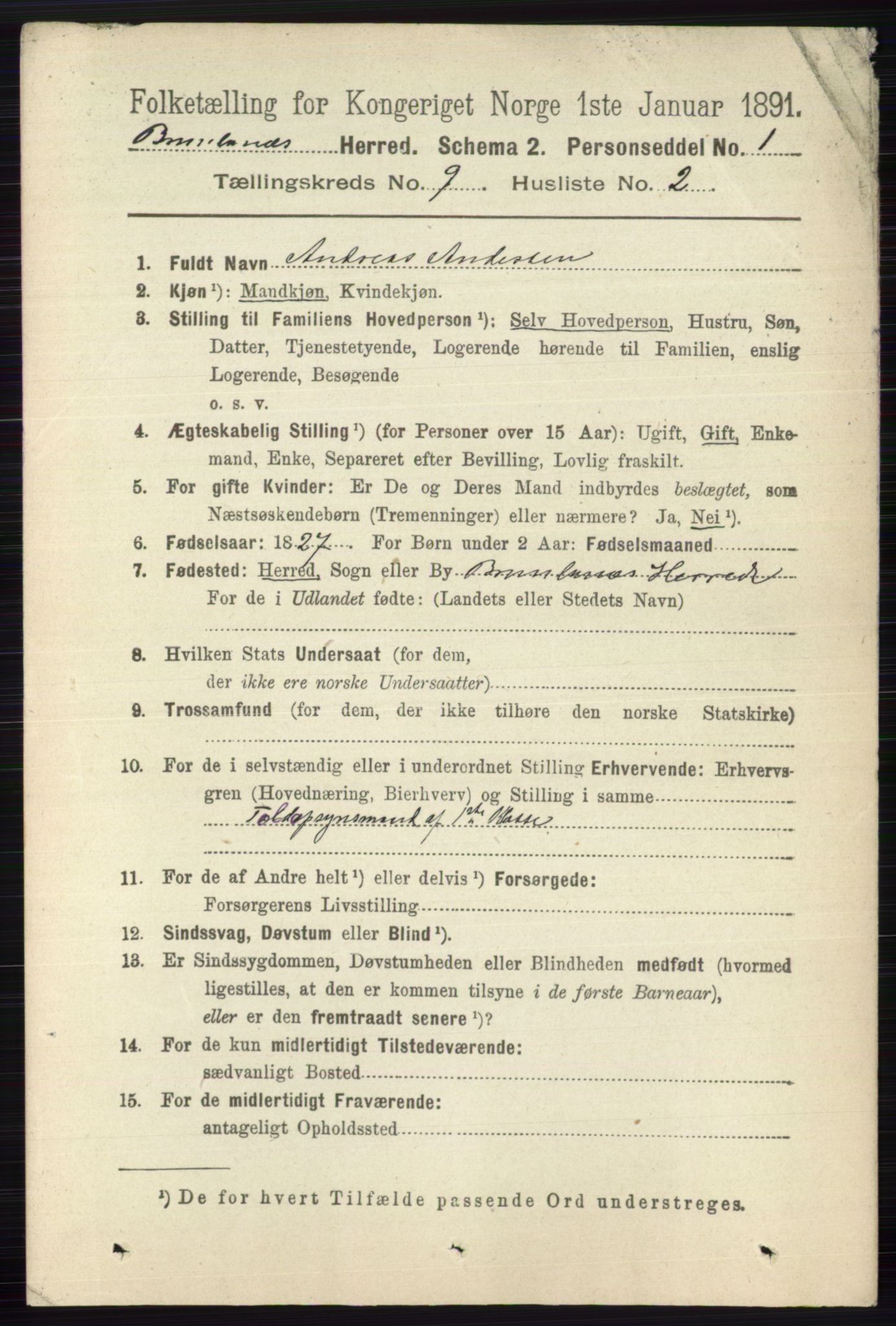 RA, 1891 census for 0726 Brunlanes, 1891, p. 4138