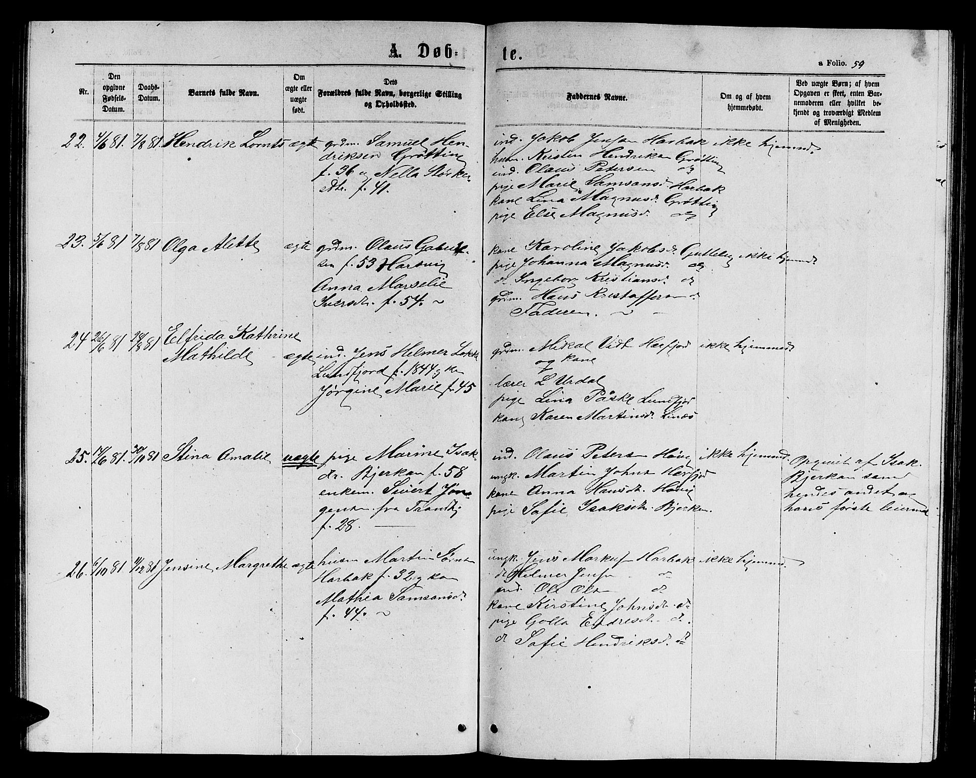 Ministerialprotokoller, klokkerbøker og fødselsregistre - Sør-Trøndelag, SAT/A-1456/656/L0695: Parish register (copy) no. 656C01, 1867-1889, p. 59