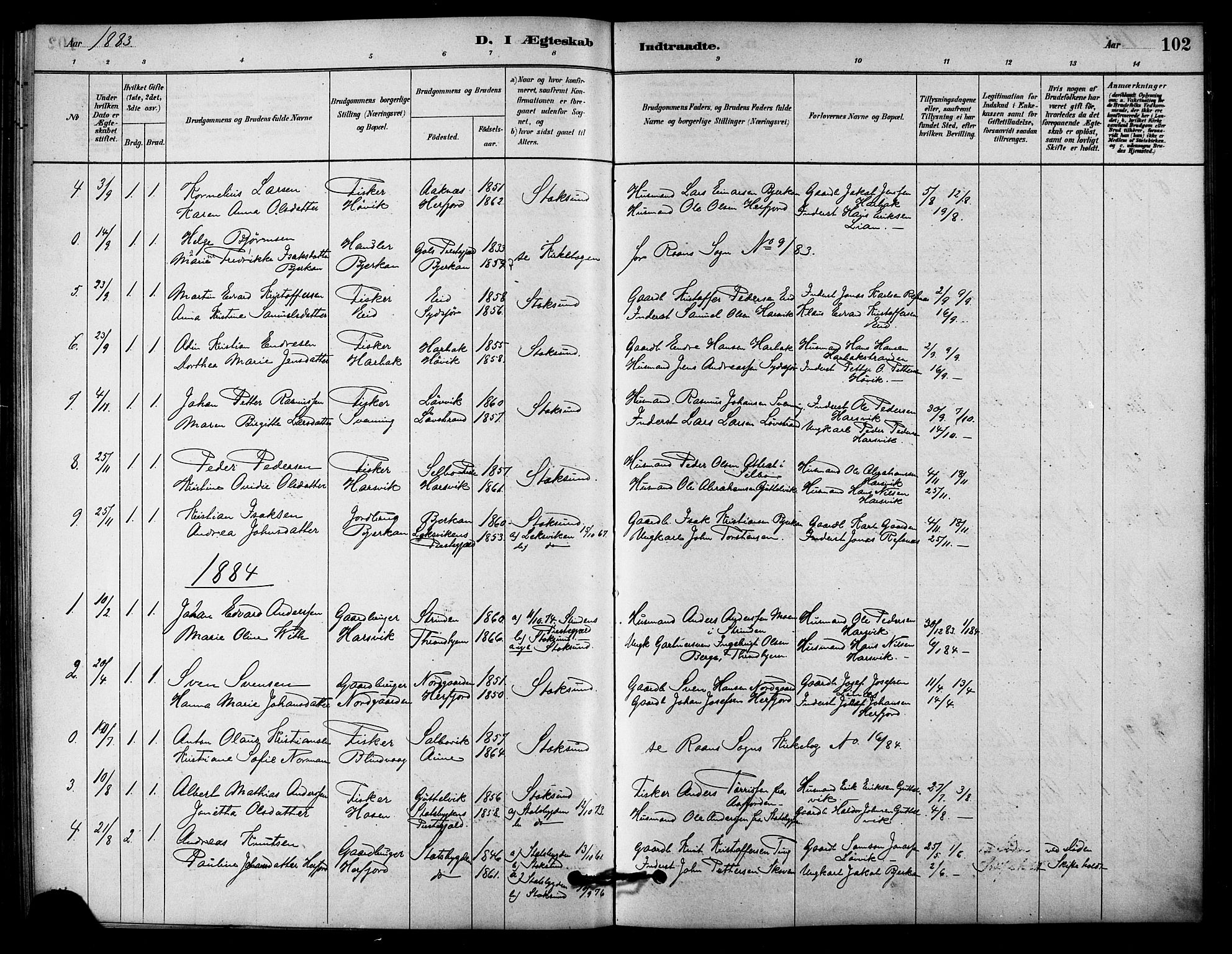 Ministerialprotokoller, klokkerbøker og fødselsregistre - Sør-Trøndelag, SAT/A-1456/656/L0692: Parish register (official) no. 656A01, 1879-1893, p. 102