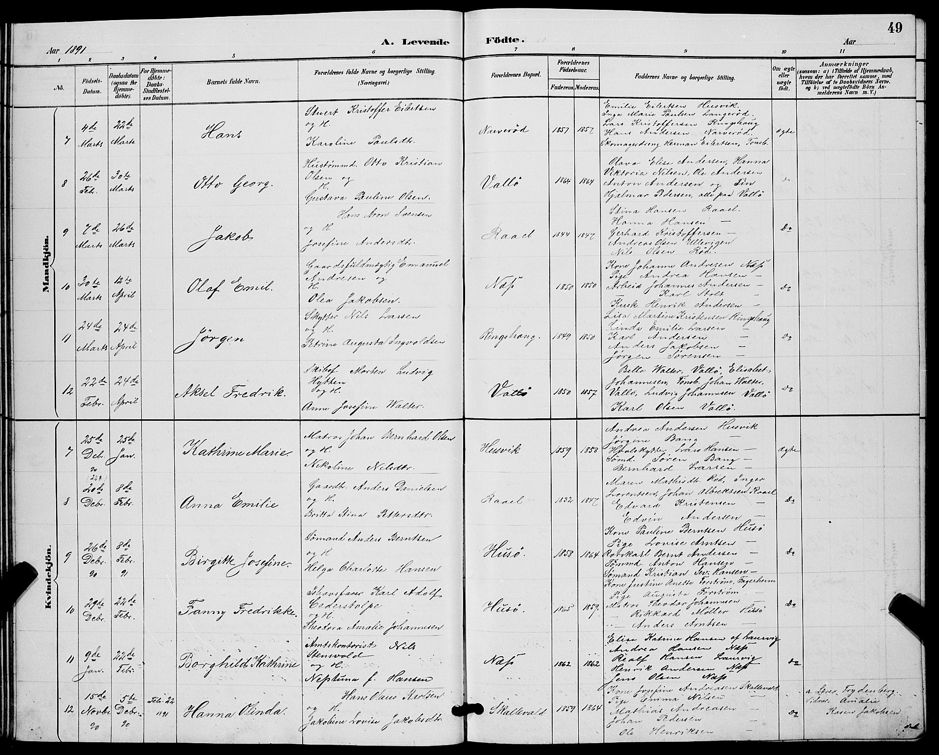 Sem kirkebøker, AV/SAKO-A-5/G/Gb/L0002: Parish register (copy) no. II 2, 1886-1899, p. 49