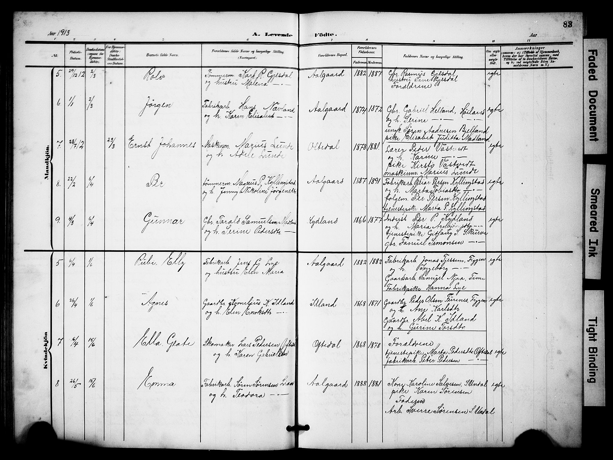 Lye sokneprestkontor, AV/SAST-A-101794/001/30BB/L0009: Parish register (copy) no. B 9, 1902-1923, p. 83