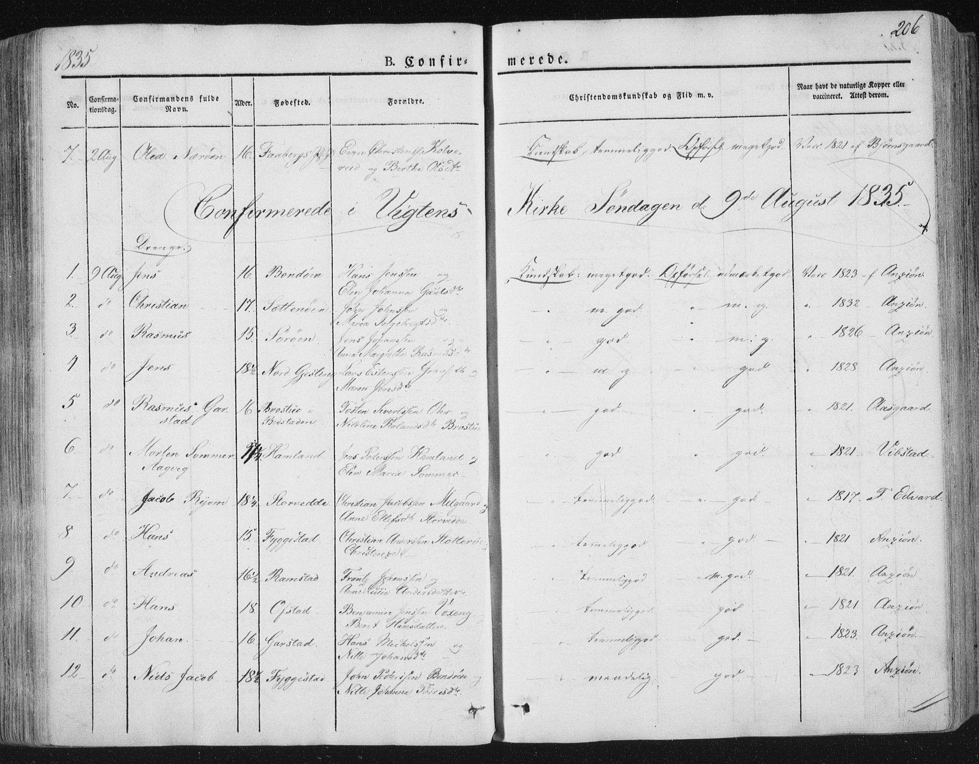 Ministerialprotokoller, klokkerbøker og fødselsregistre - Nord-Trøndelag, SAT/A-1458/784/L0669: Parish register (official) no. 784A04, 1829-1859, p. 206