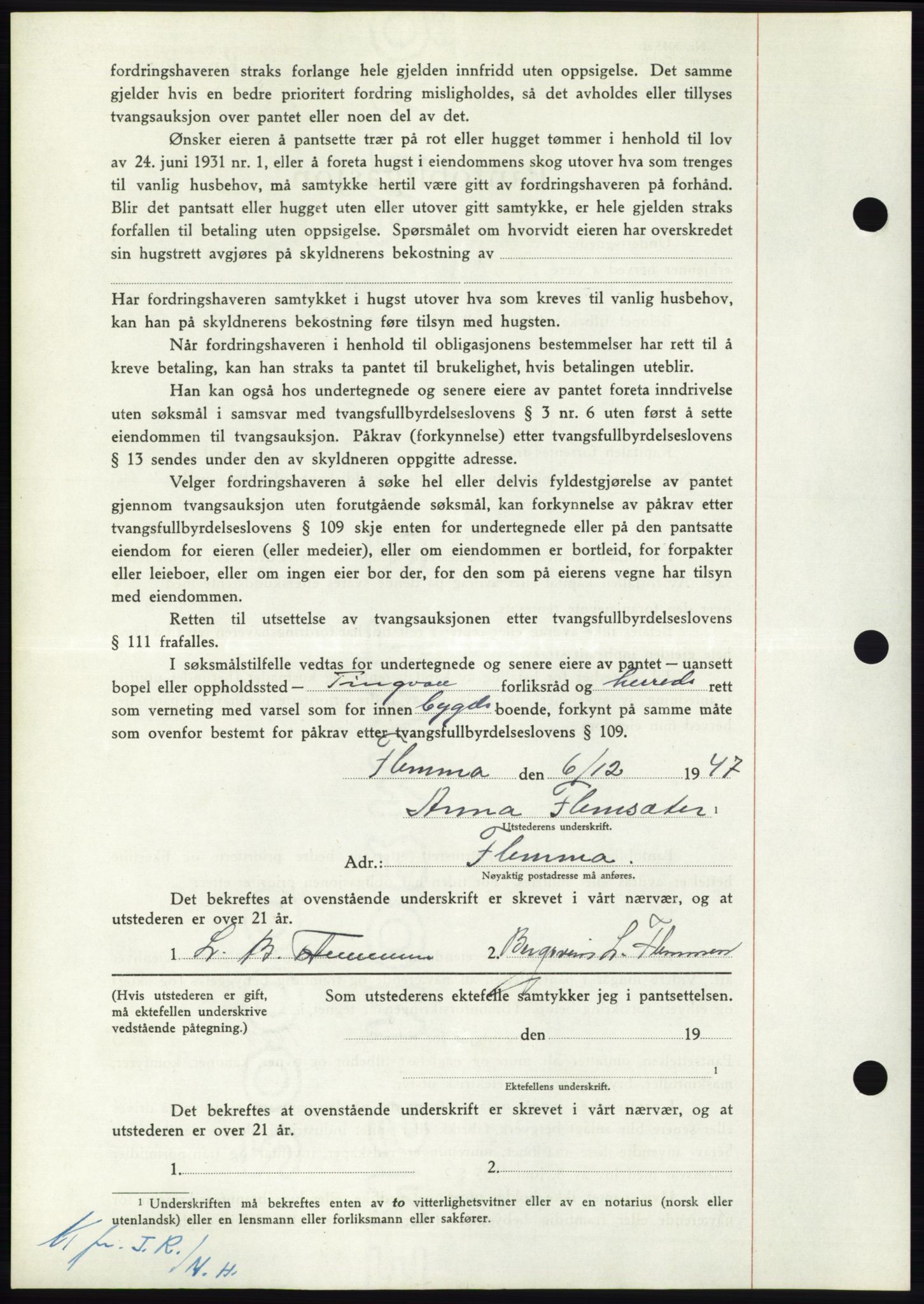 Nordmøre sorenskriveri, AV/SAT-A-4132/1/2/2Ca: Mortgage book no. B97, 1947-1948, Diary no: : 2984/1947