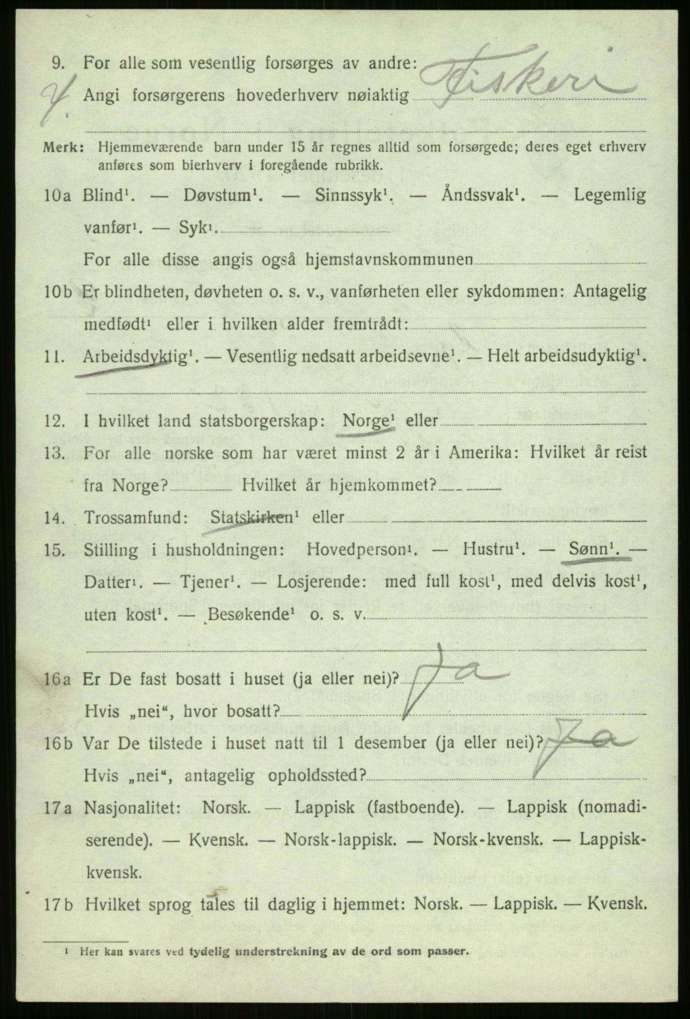 SATØ, 1920 census for Berg, 1920, p. 814