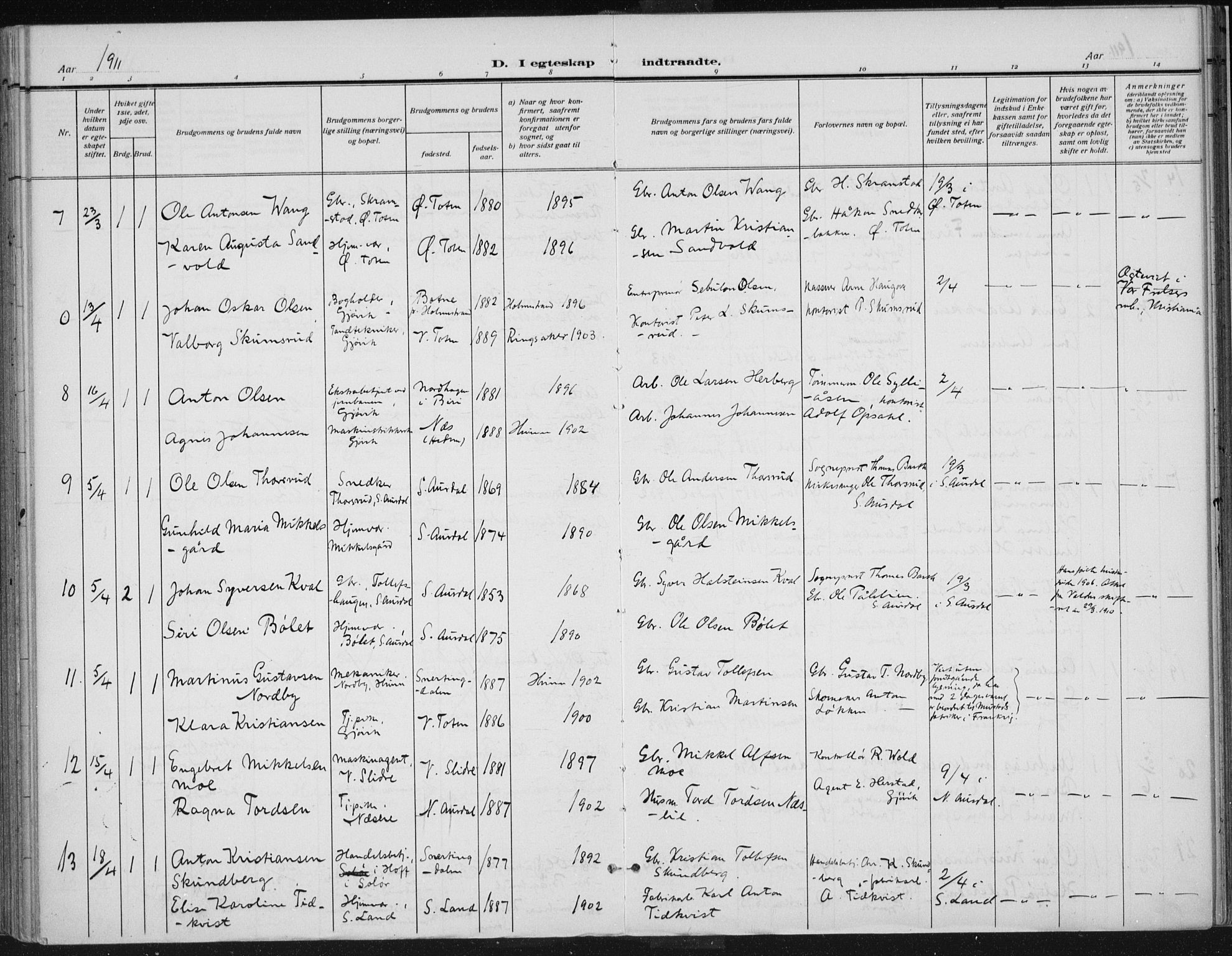 Vardal prestekontor, SAH/PREST-100/H/Ha/Haa/L0013: Parish register (official) no. 13, 1901-1911