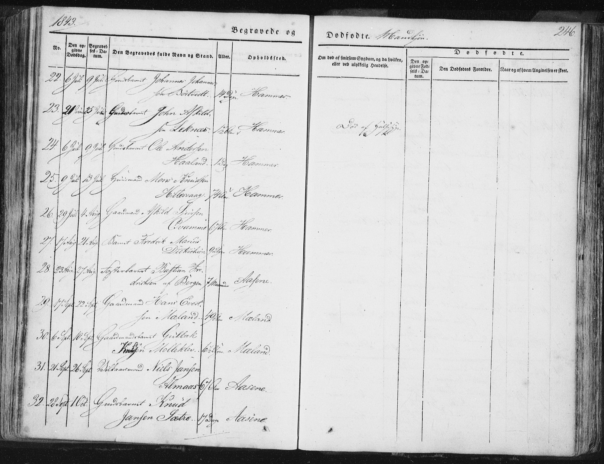 Hamre sokneprestembete, AV/SAB-A-75501/H/Ha/Haa/Haaa/L0012: Parish register (official) no. A 12, 1834-1845, p. 246