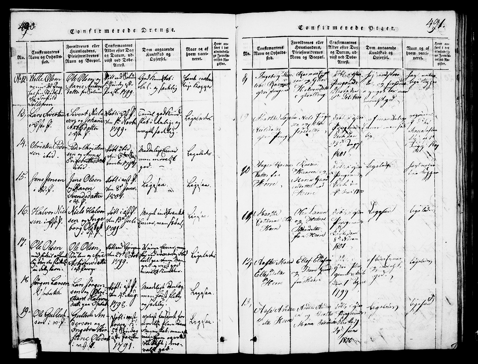Porsgrunn kirkebøker , SAKO/A-104/G/Gb/L0001: Parish register (copy) no. II 1, 1817-1828, p. 490-491