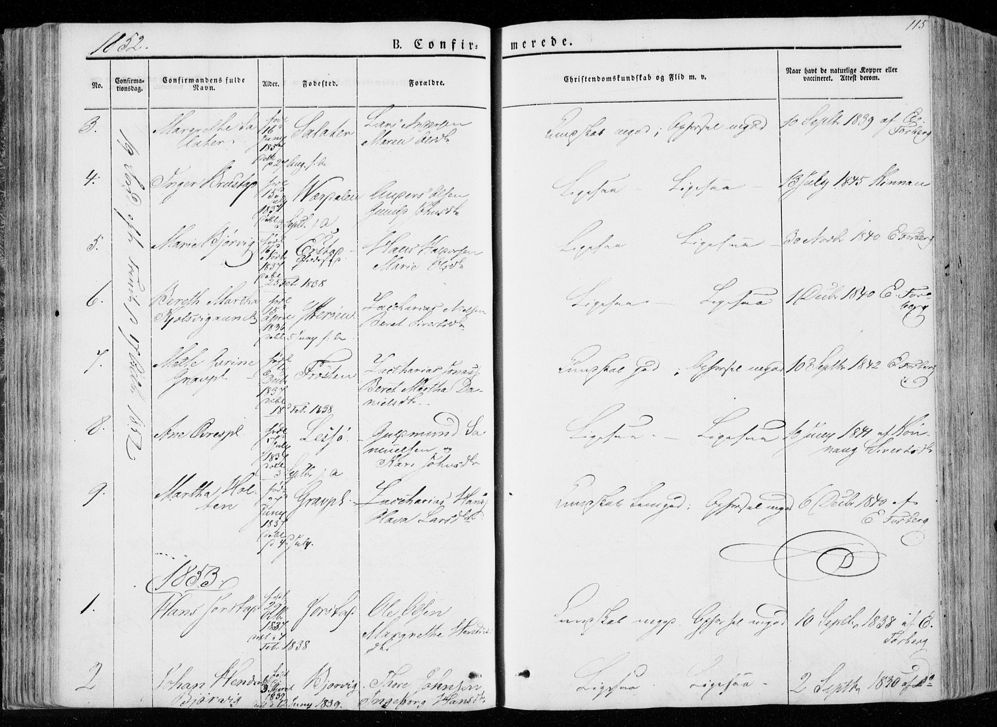 Ministerialprotokoller, klokkerbøker og fødselsregistre - Nord-Trøndelag, SAT/A-1458/722/L0218: Parish register (official) no. 722A05, 1843-1868, p. 115